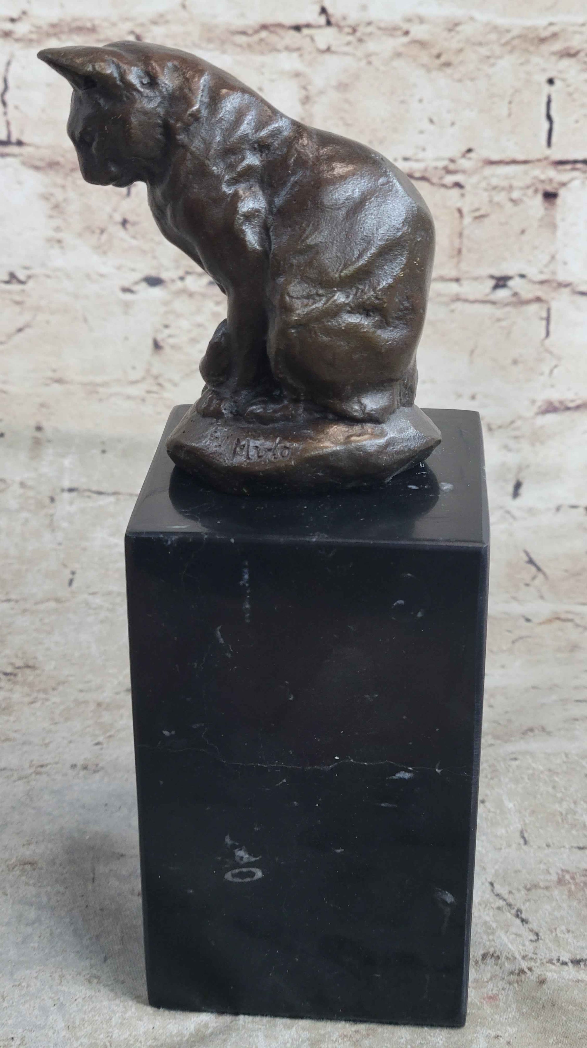 Signed Original House Cat Hot Cast Bronze Statue Sculpture Figurine Home Decor