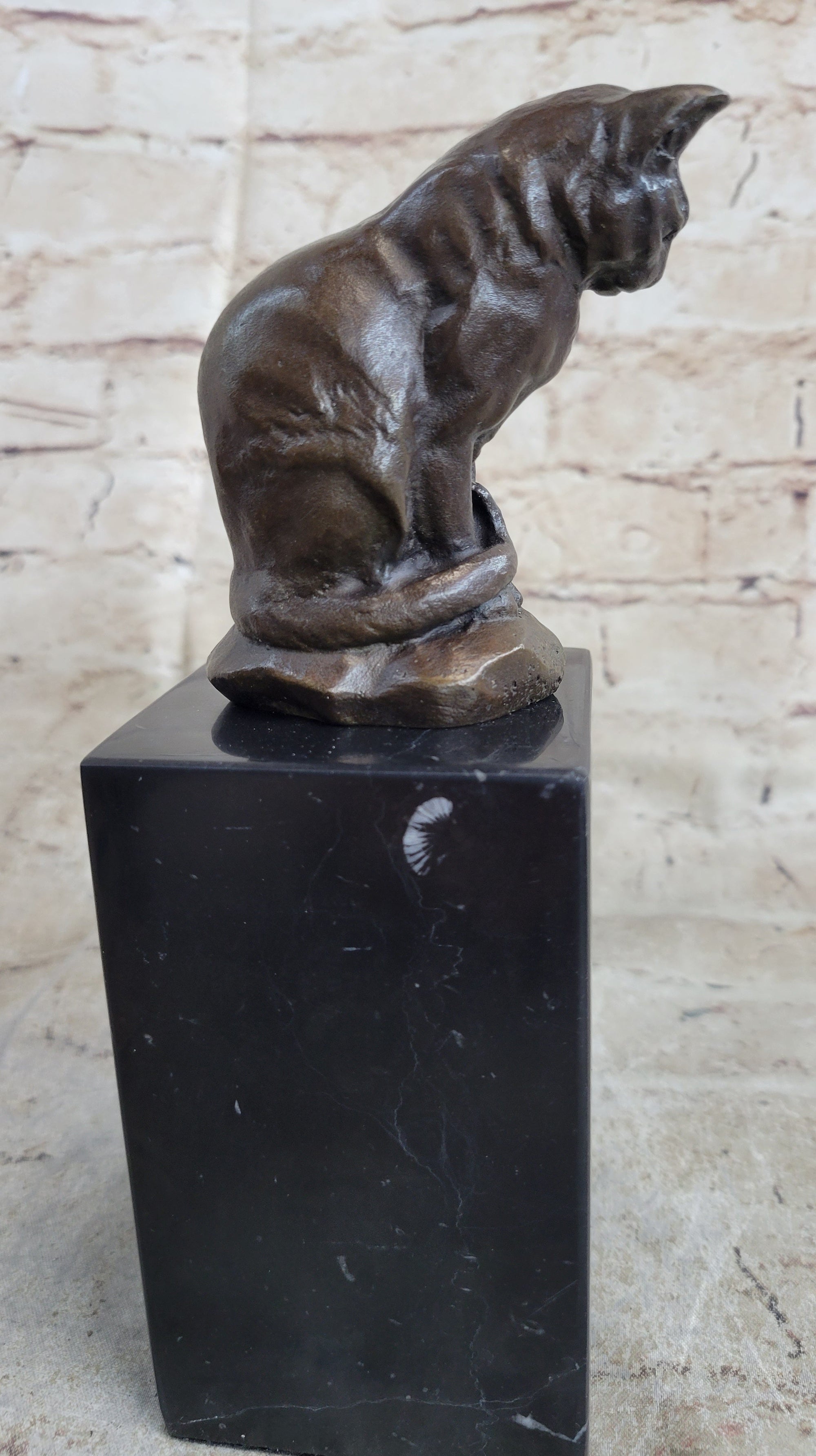 Signed Original House Cat Hot Cast Bronze Statue Sculpture Figurine Home Decor