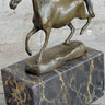 Hot Cast Bronze Galloping Horse Miniature Bronze Sculpture Statue Figure on Marble Base