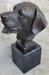 Signed Original Happy Labrador Puppy Dog Bust Marble Base Sculpture Statue Decor