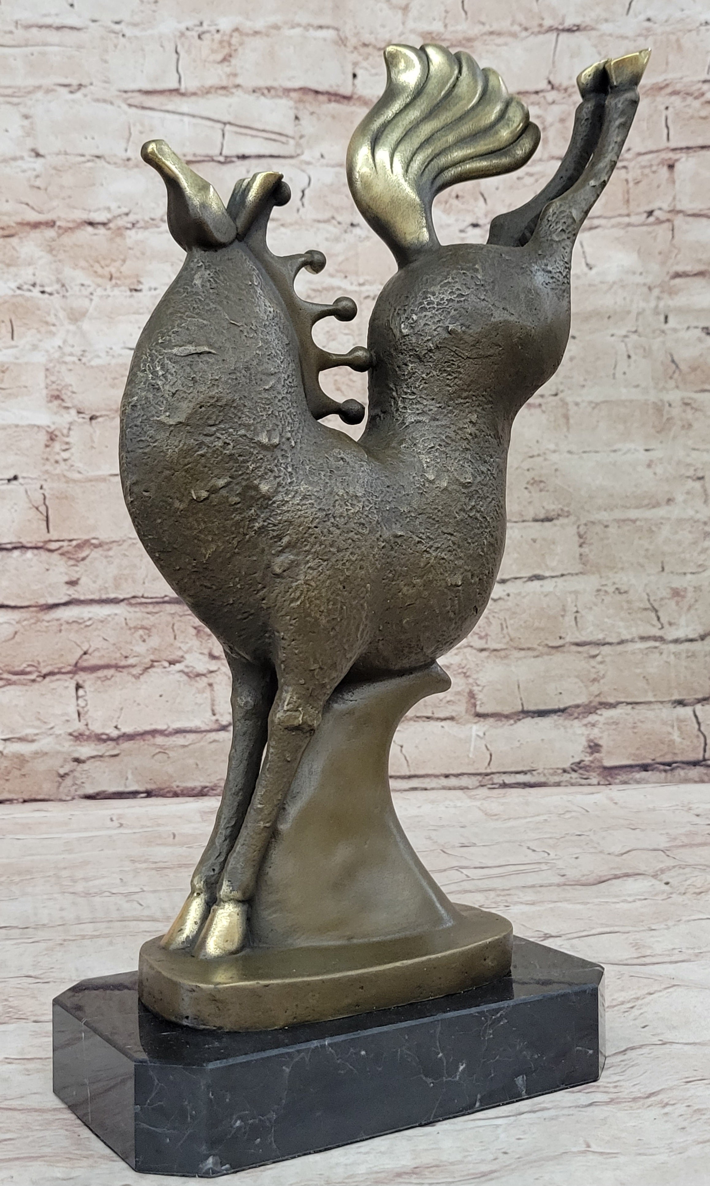 Abstract Modern Art Bucking Chinese Tang Horse Bronze Sculpture Figure by Milo