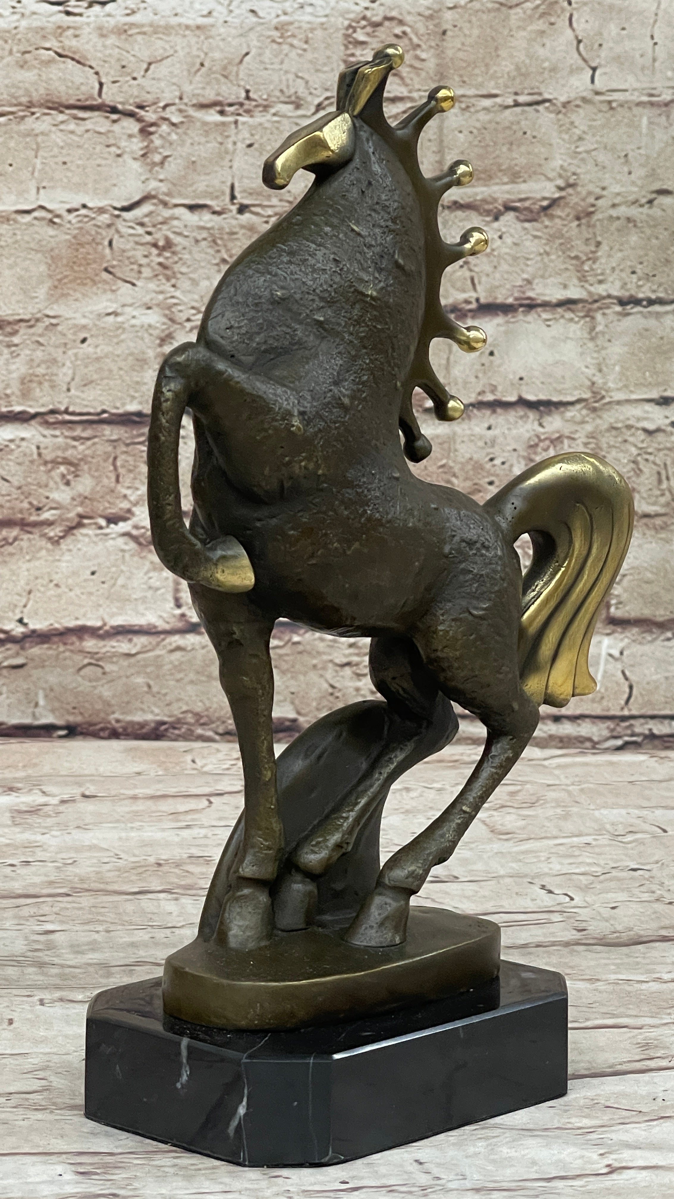 Signed Original Miguel Lopez Tang Horse Abstract Modern Bronze Sculpture Statue