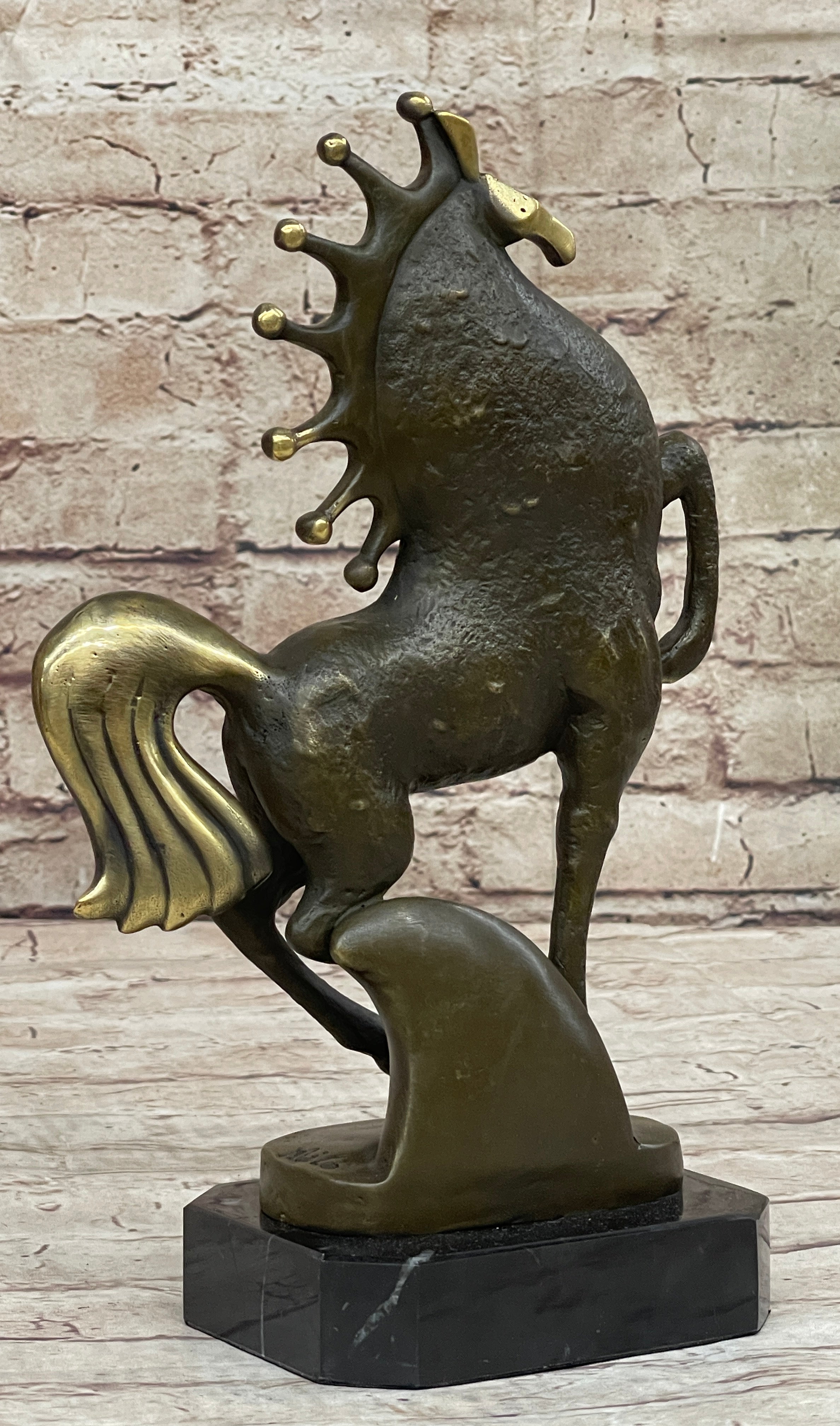 Signed Original Miguel Lopez Tang Horse Abstract Modern Bronze Sculpture Statue