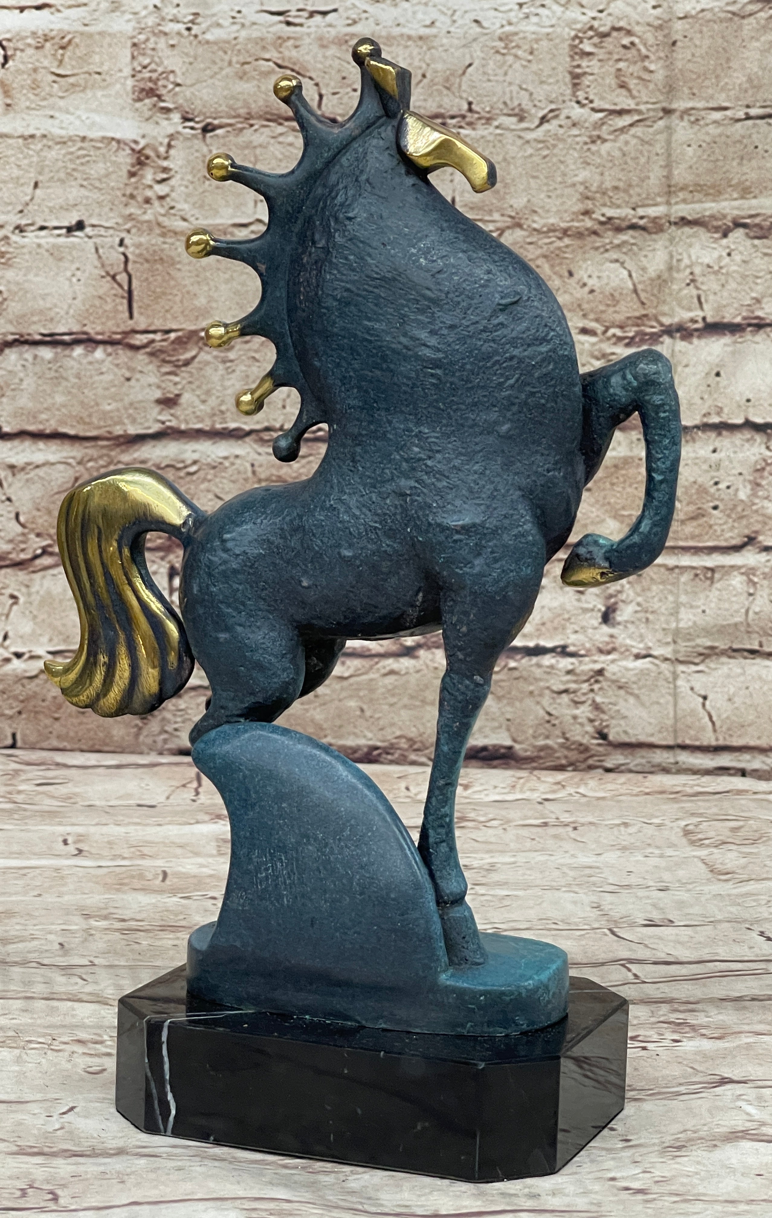 Signed Original Miguel Lopez Tang Horse Abstract Modern Bronze Sculpture Statue