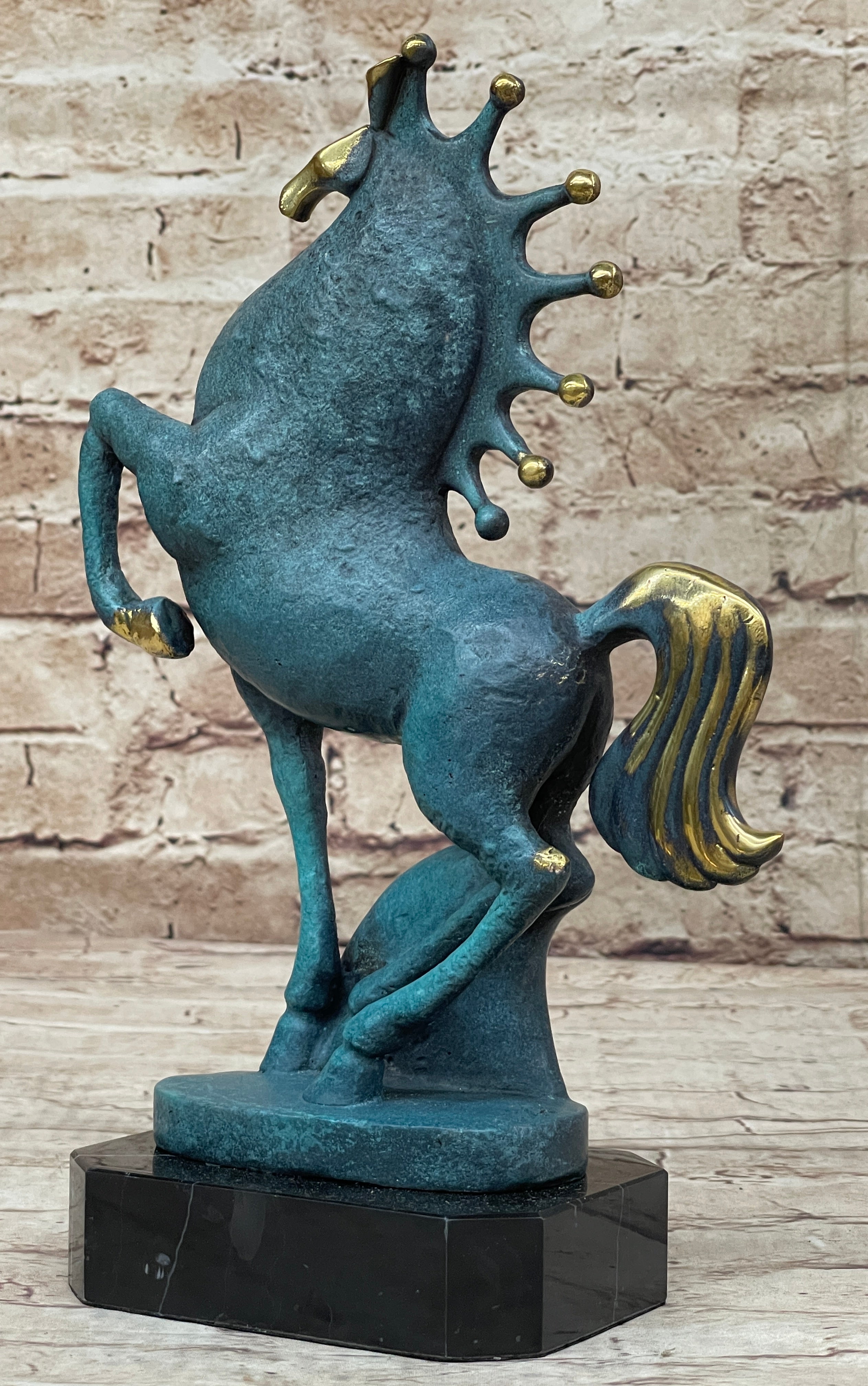 Signed Original Miguel Lopez Tang Horse Abstract Modern Bronze Sculpture Statue