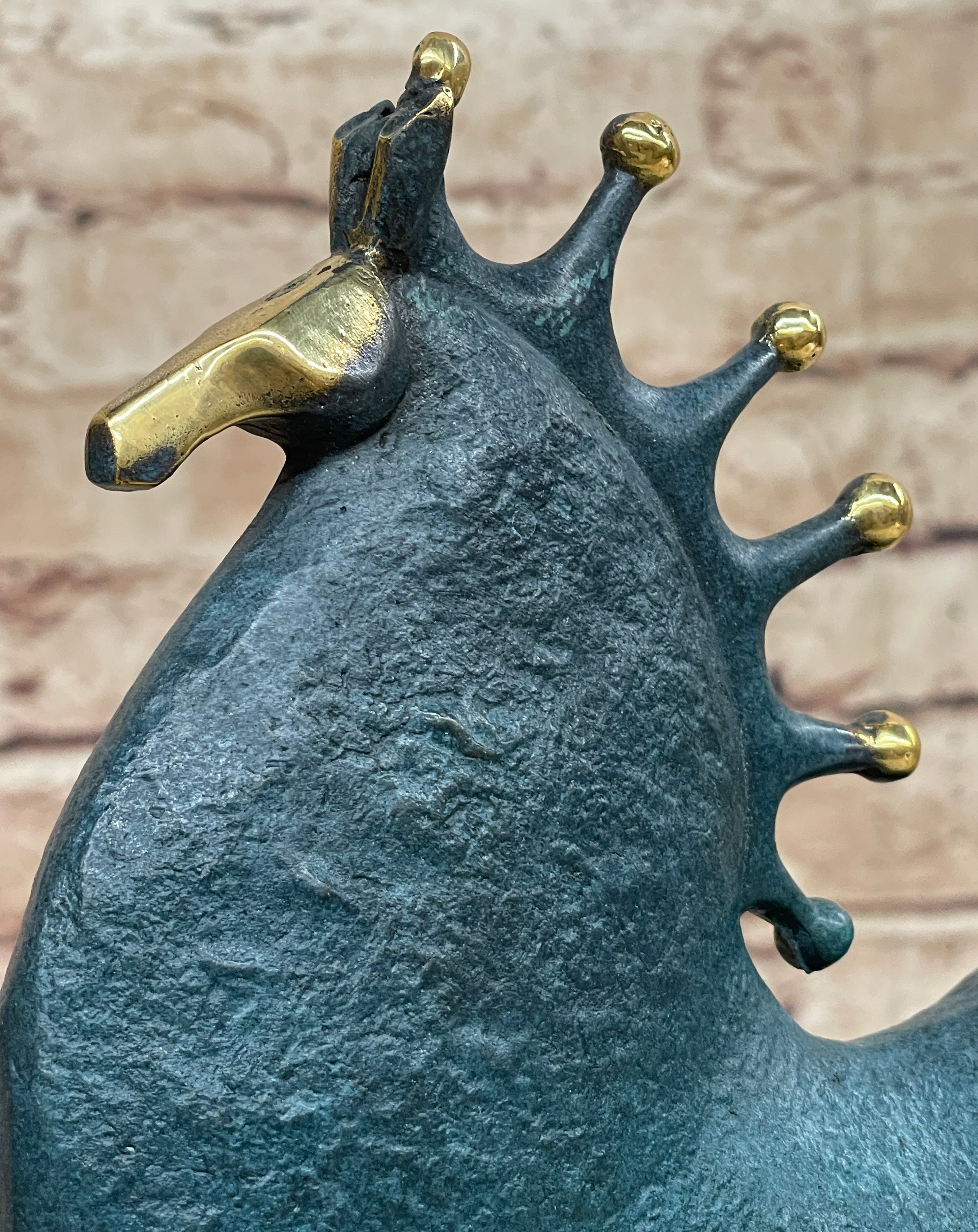 Abstract Modern Artwork Tang Horse Bronze Sculpture Marble Base Figurine Figure
