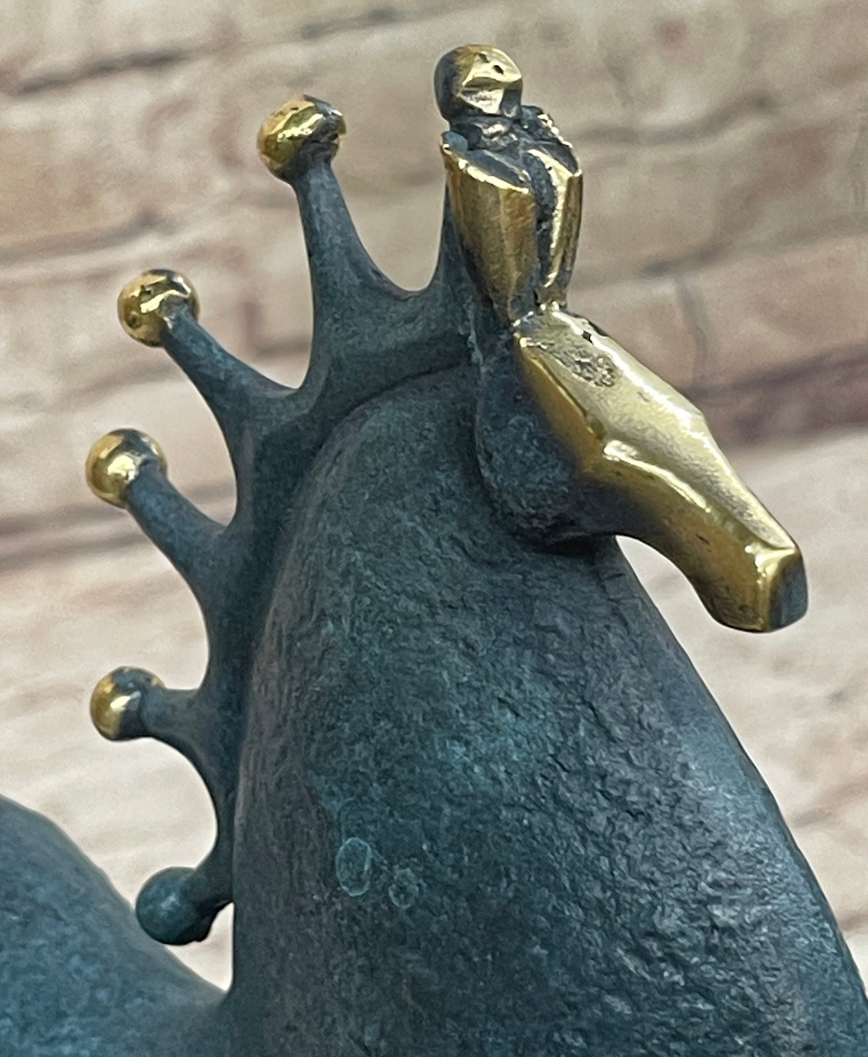 Abstract Modern Artwork Tang Horse Bronze Sculpture Marble Base Figurine Figure