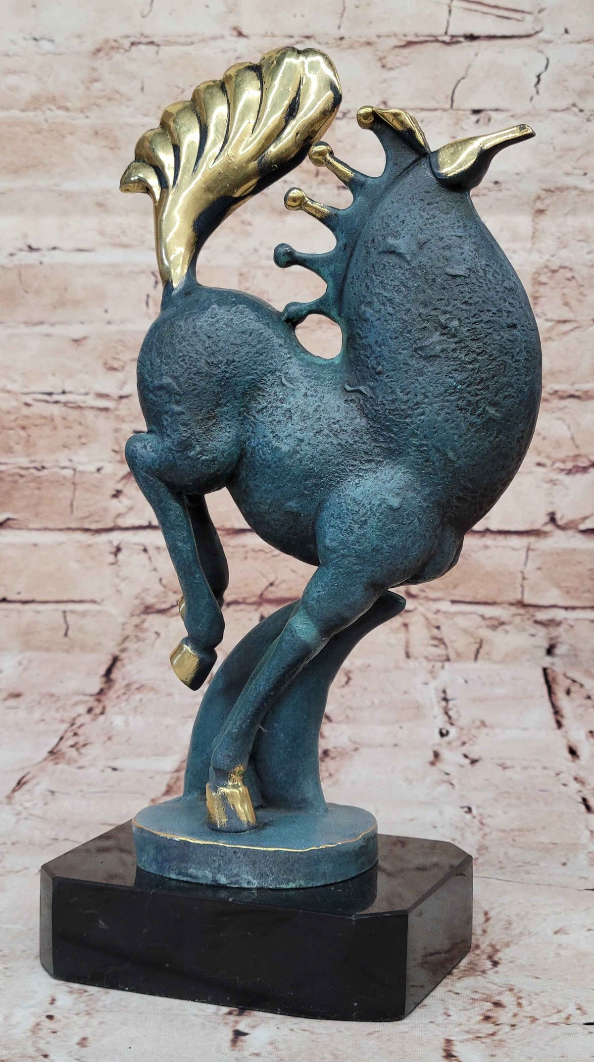 Rearing Horse Bronze Sculpture - Abstract Equestrian Wildlife Art Color Patina