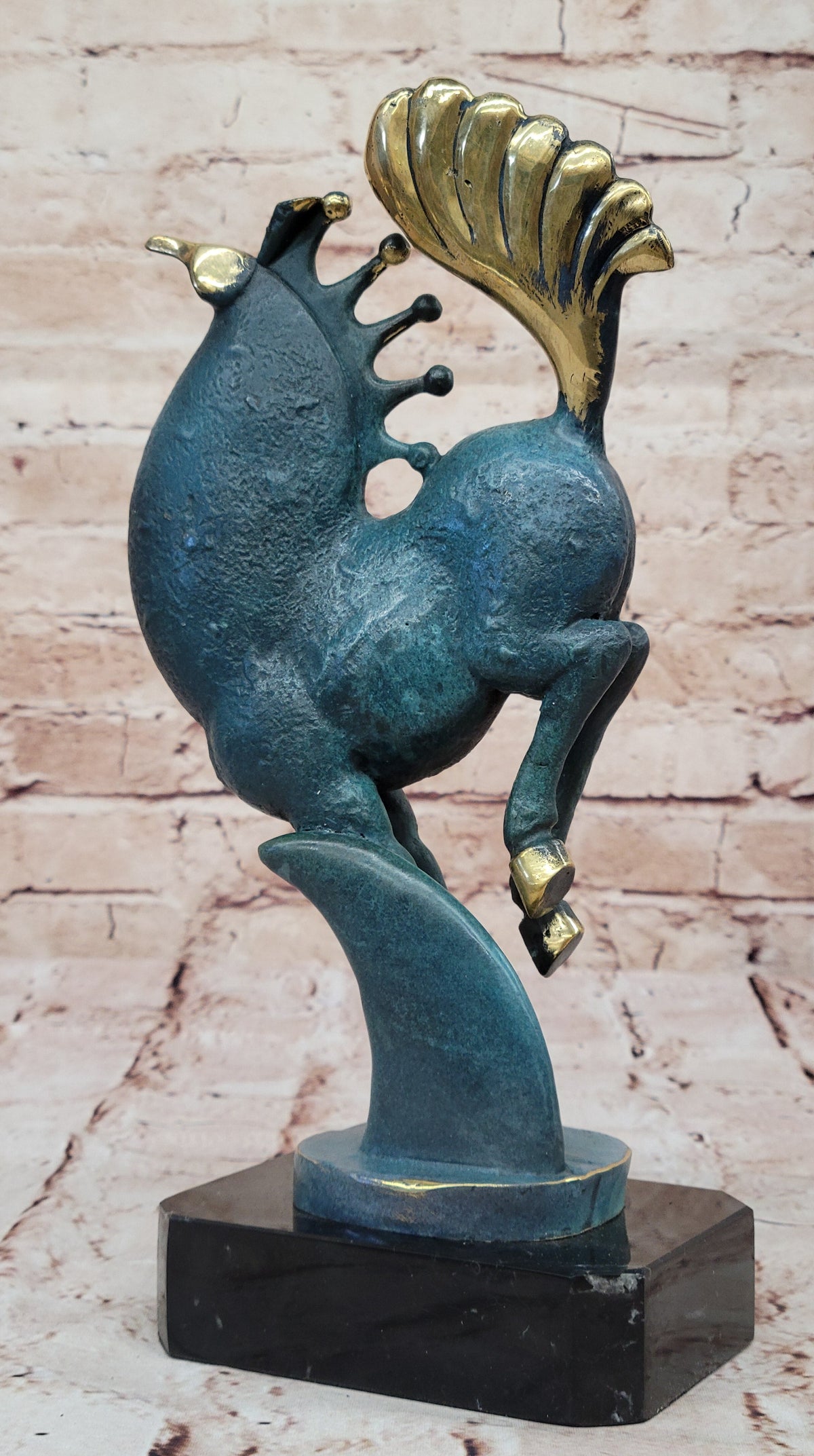 Rearing Horse Bronze Sculpture - Abstract Equestrian Wildlife Art Color Patina