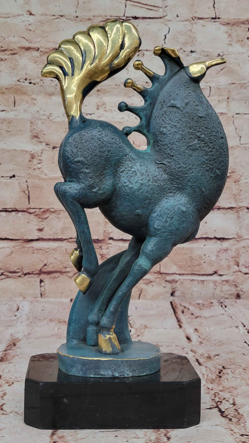 Rearing Horse Bronze Sculpture - Abstract Equestrian Wildlife Art Color Patina