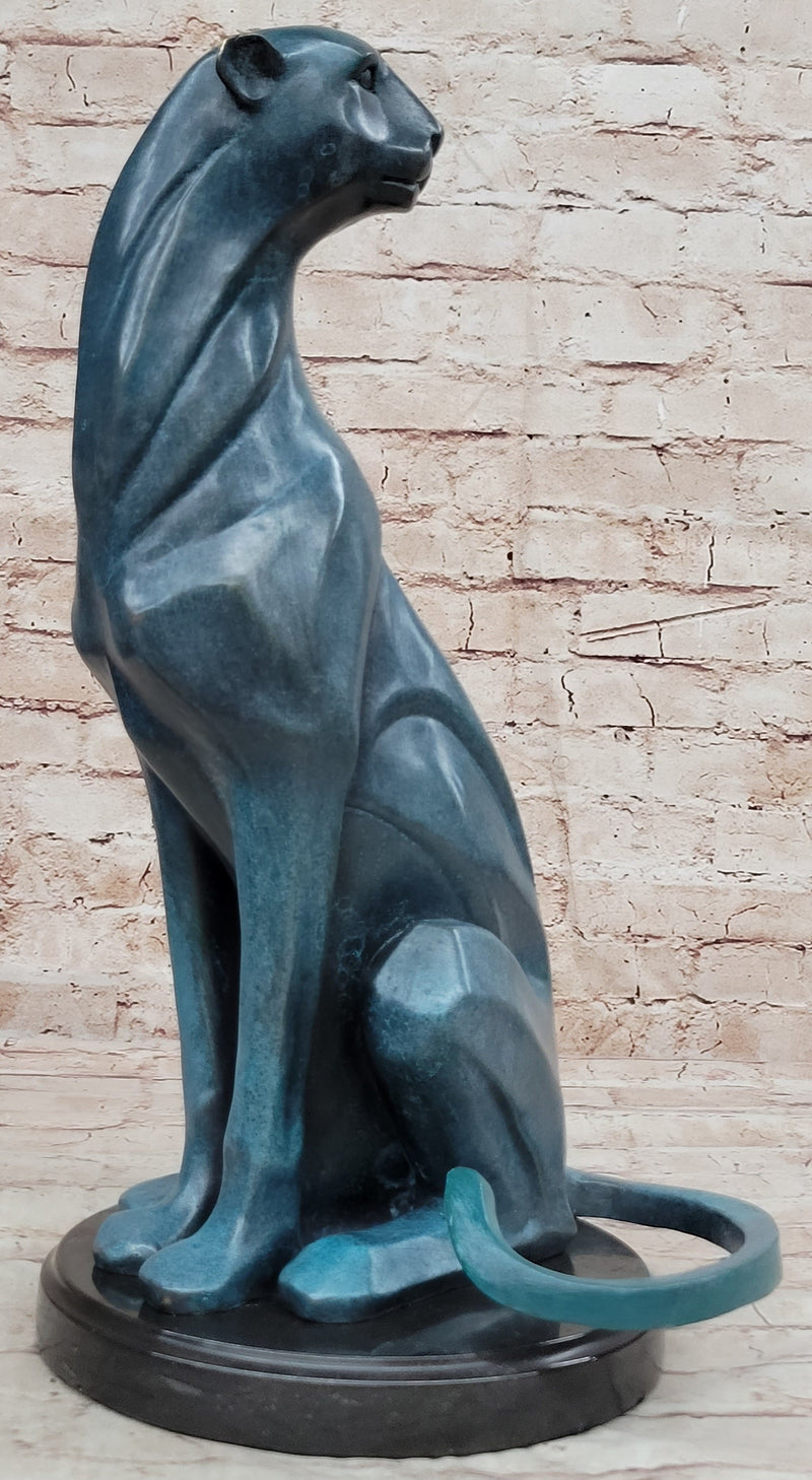 Hand Made Cougar Puma Mountain Lion Genuine Bronze Sculpture by Henry Moore