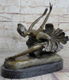 ORIGINAL BRONZE STATUE FREE AS BIRD BALLERINA DANCER ART DECO MARBLE FIGURINE NR
