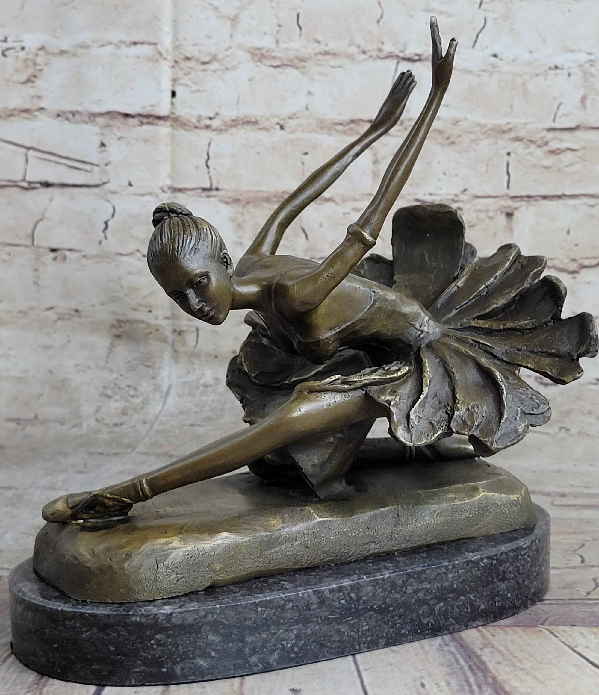 ORIGINAL BRONZE STATUE FREE AS BIRD BALLERINA DANCER ART DECO MARBLE FIGURINE NR
