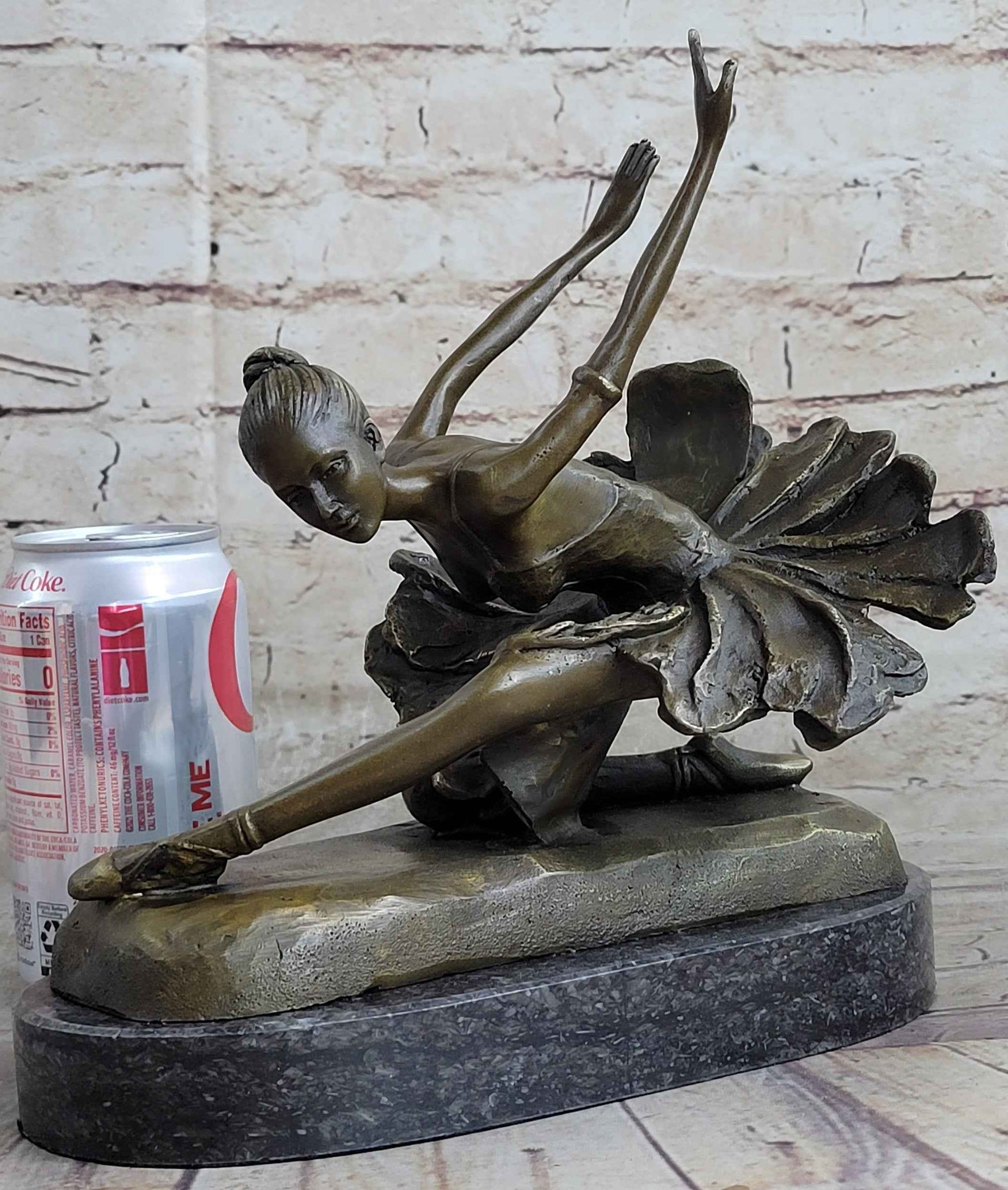 ORIGINAL BRONZE STATUE FREE AS BIRD BALLERINA DANCER ART DECO MARBLE FIGURINE NR