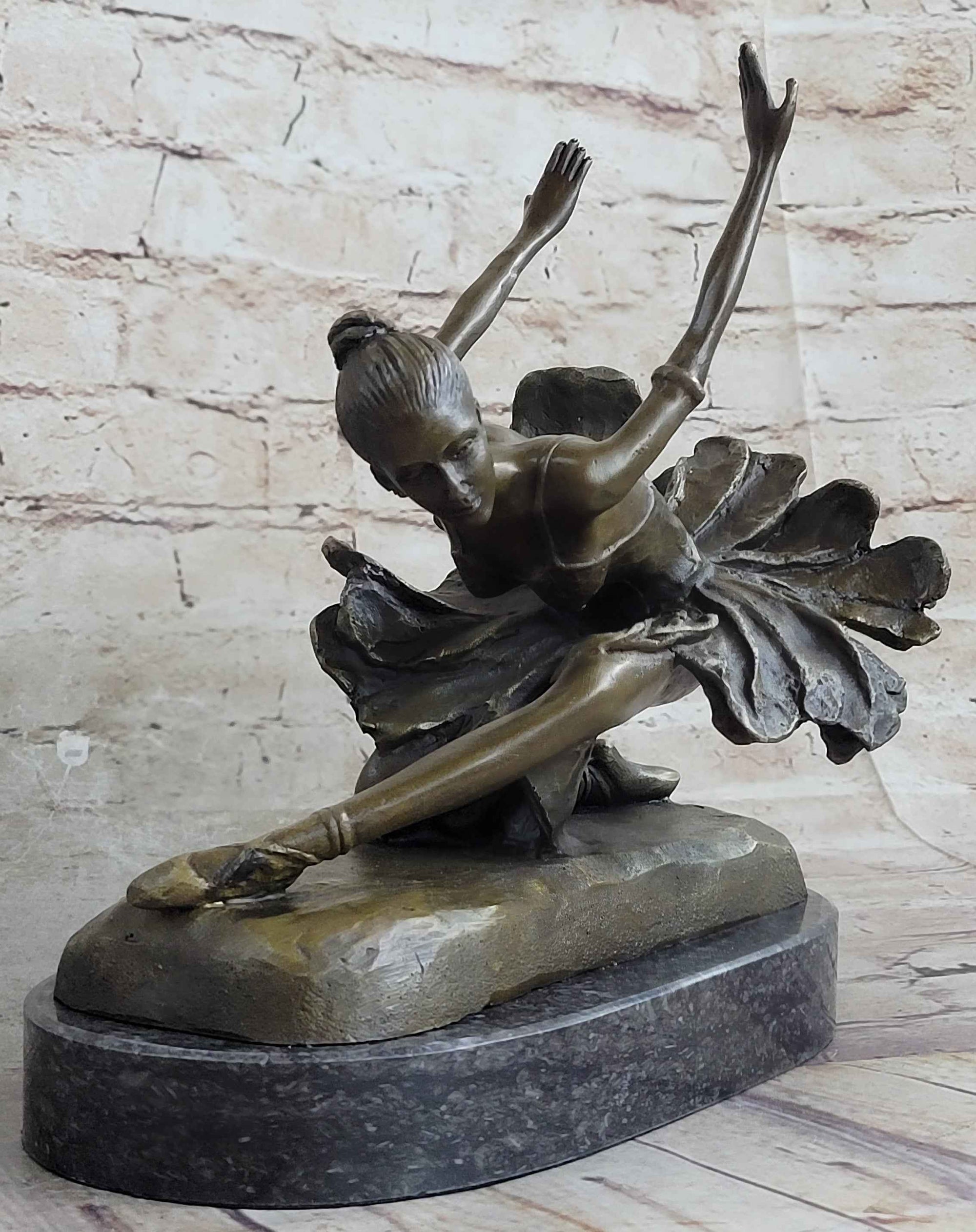 ORIGINAL BRONZE STATUE FREE AS BIRD BALLERINA DANCER ART DECO MARBLE FIGURINE NR