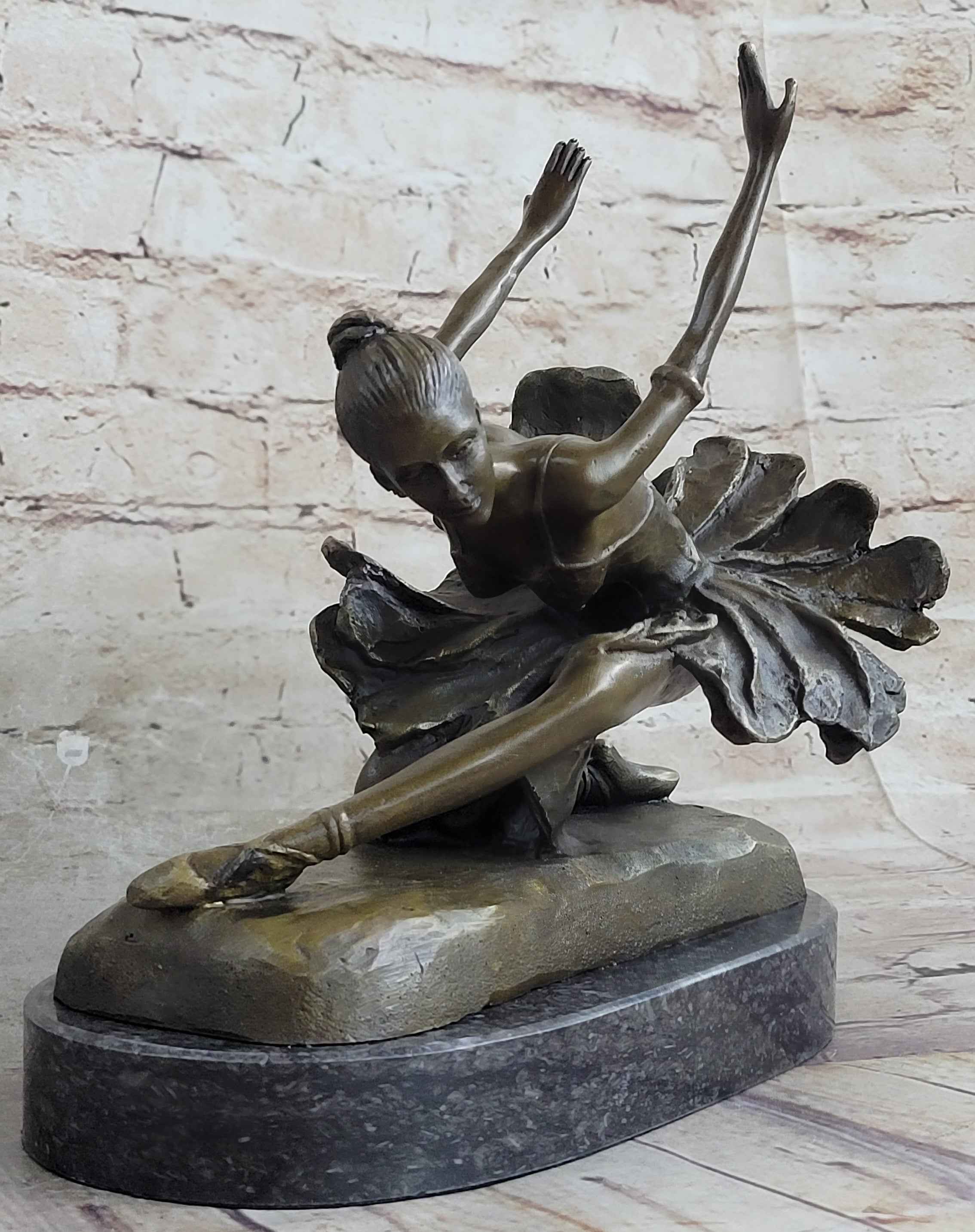 ORIGINAL BRONZE STATUE FREE AS BIRD BALLERINA DANCER ART DECO MARBLE FIGURINE NR