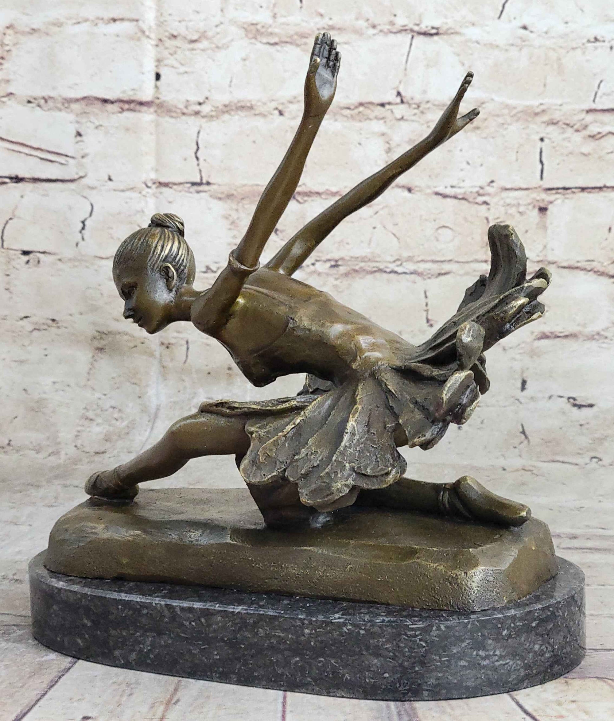 ORIGINAL BRONZE STATUE FREE AS BIRD BALLERINA DANCER ART DECO MARBLE FIGURINE NR