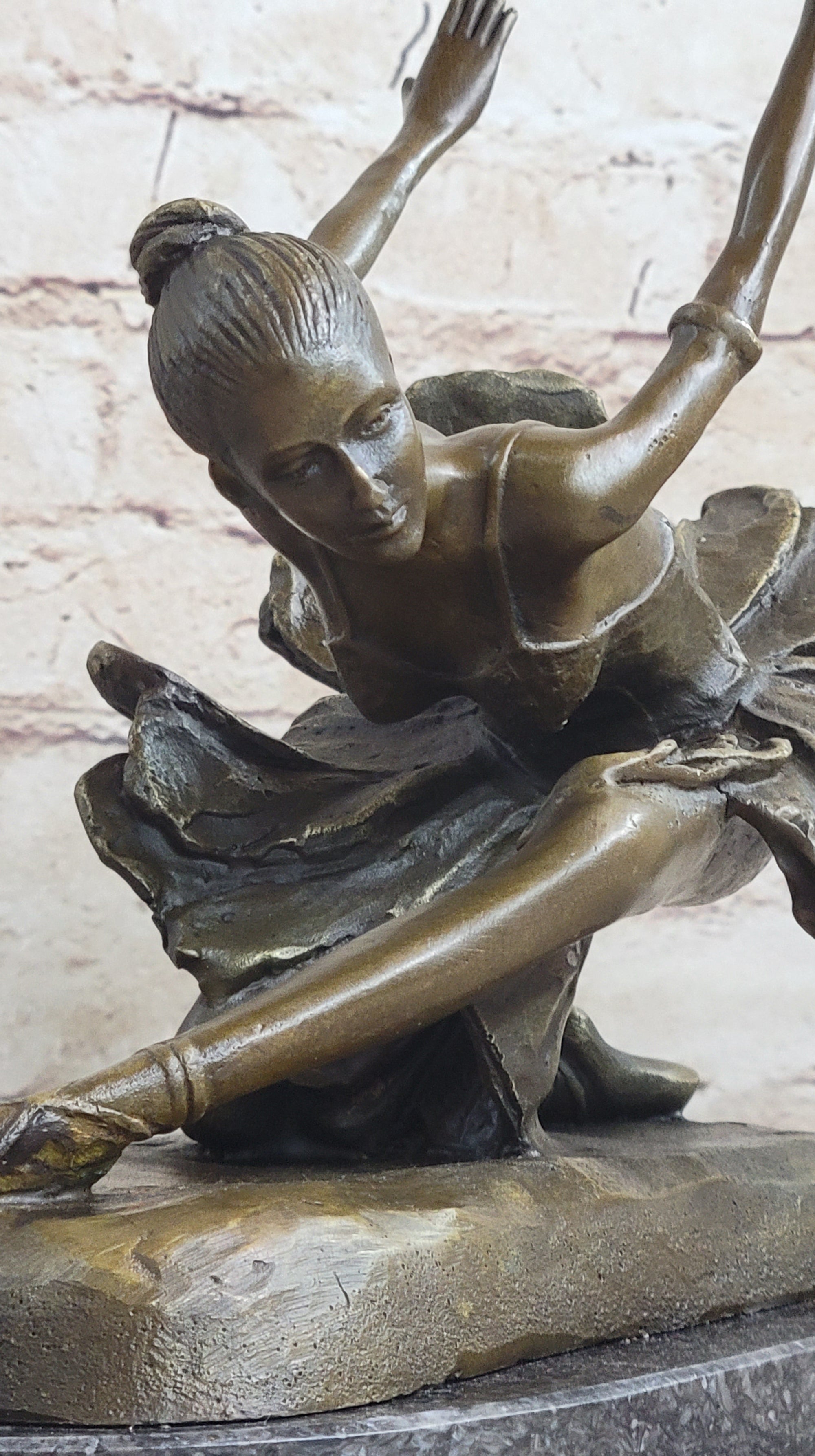 ORIGINAL BRONZE STATUE FREE AS BIRD BALLERINA DANCER ART DECO MARBLE FIGURINE NR