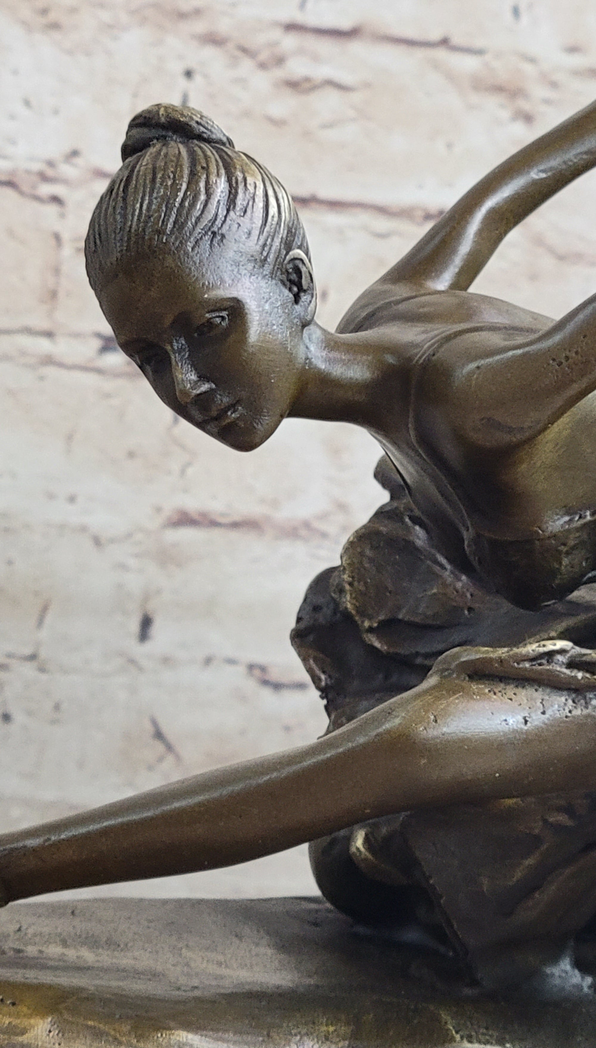 ORIGINAL BRONZE STATUE FREE AS BIRD BALLERINA DANCER ART DECO MARBLE FIGURINE NR