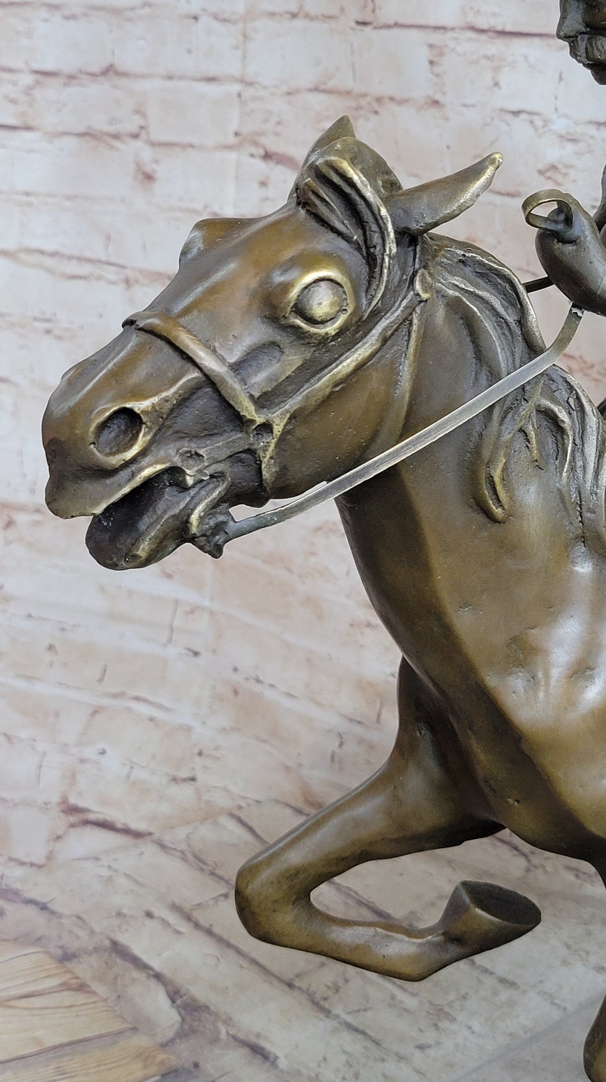 Large Remington Tribute 2  Cowboy and Horse w Gun Bronze Sculpture Marble Statue