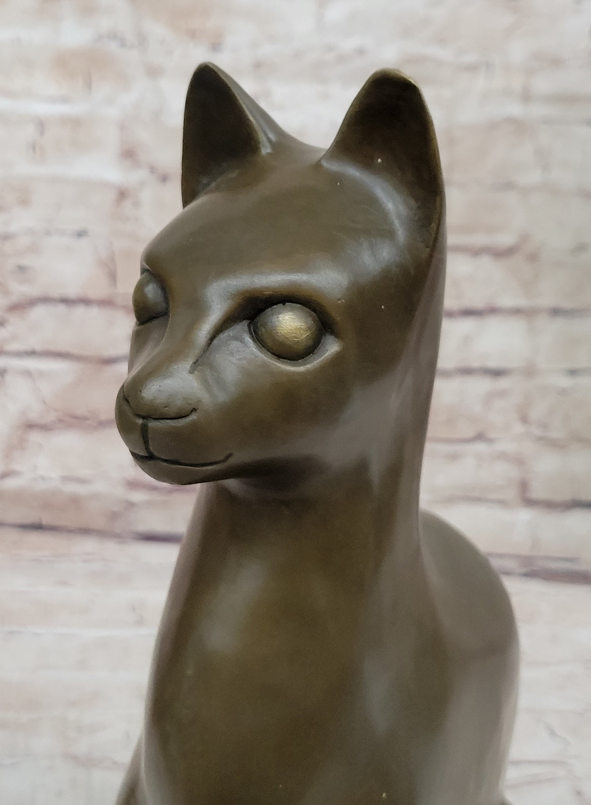 Hot Cast Bronze Metal Sitting Cat Sculpture Statue Figure Feline Collectible Art