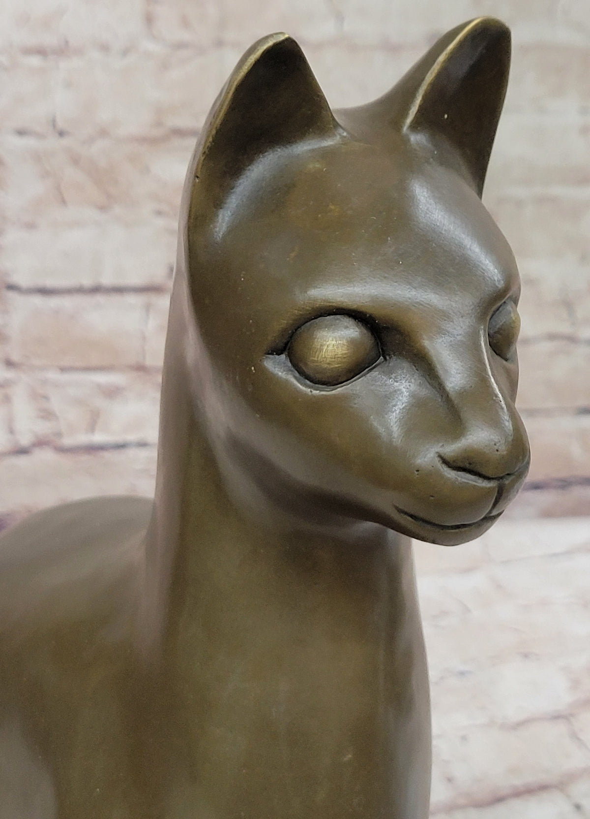 Hot Cast Bronze Metal Sitting Cat Sculpture Statue Figure Feline Collectible Art