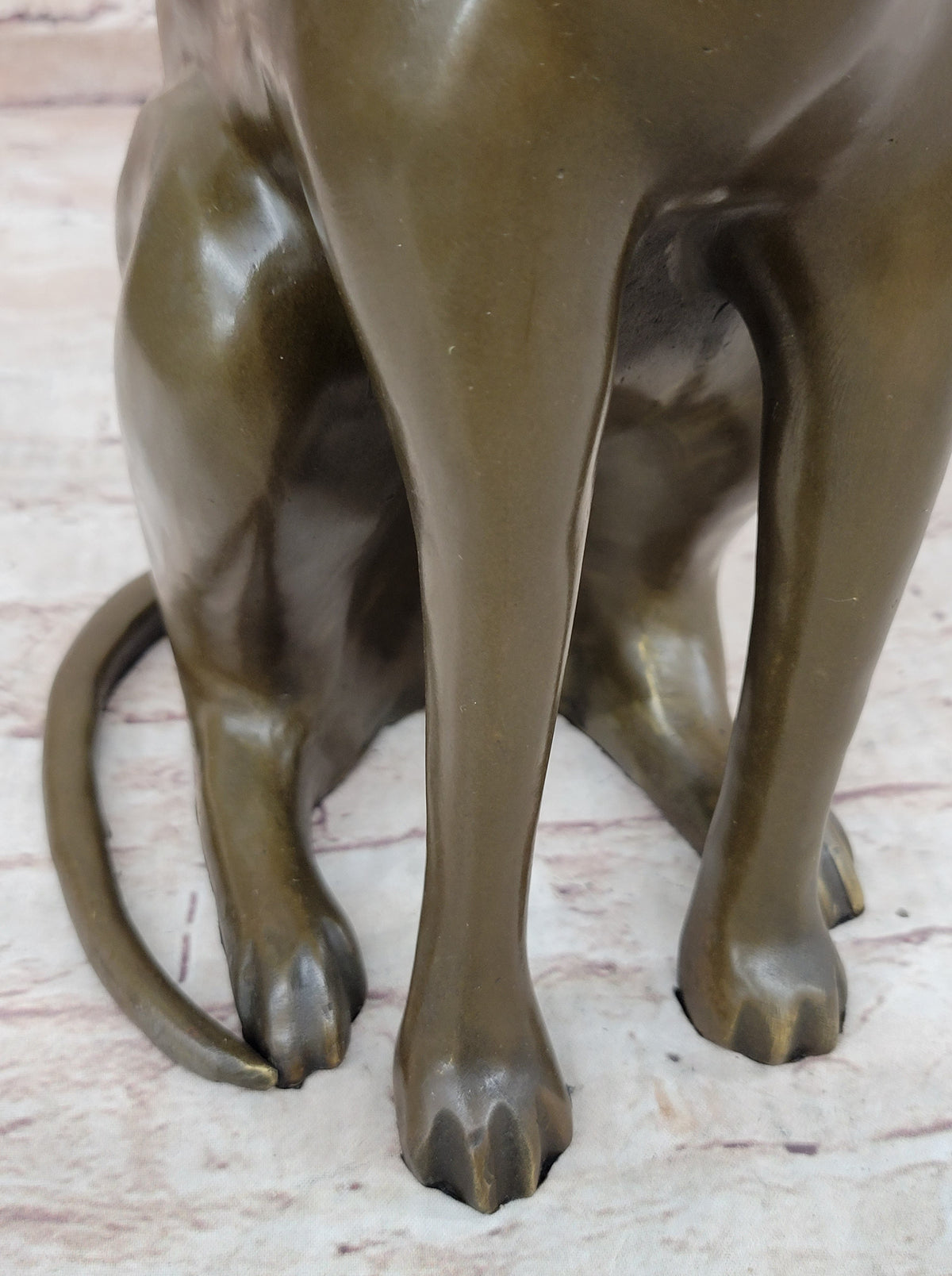 Hot Cast Bronze Metal Sitting Cat Sculpture Statue Figure Feline Collectible Art