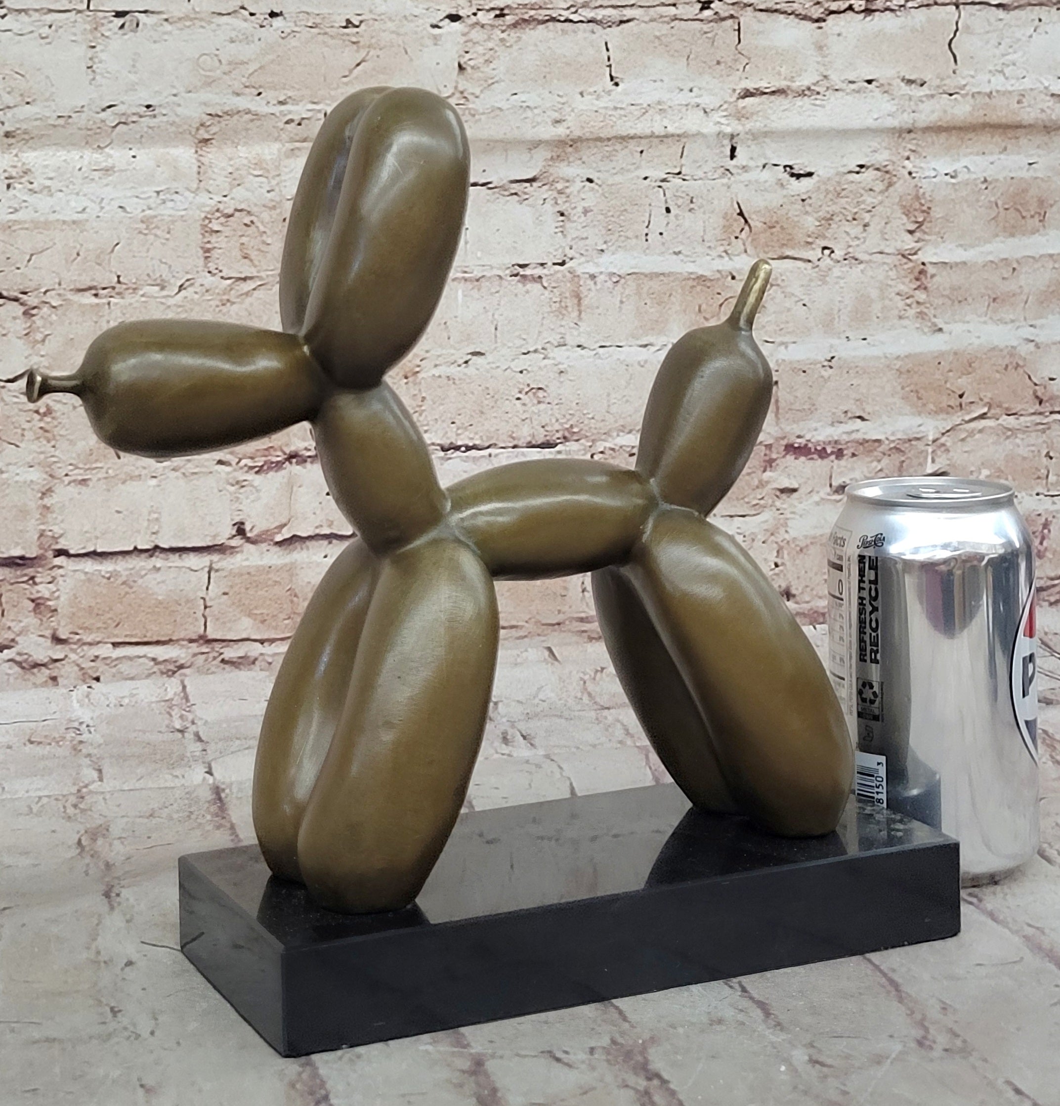 Balloon Dog Bronze Metal Sculpture Statue Decor Abstract Art on Marble Base