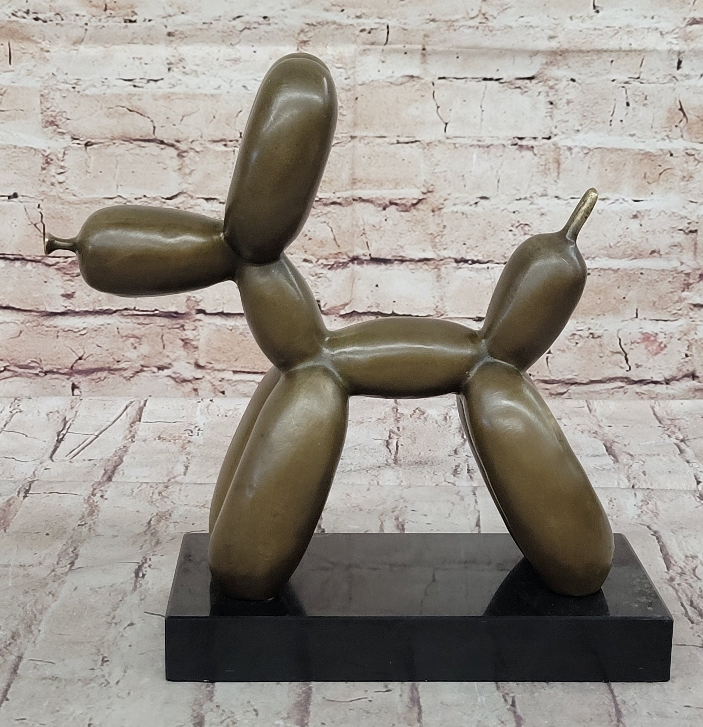 Balloon Dog Bronze Metal Sculpture Statue Decor Abstract Art on Marble Base