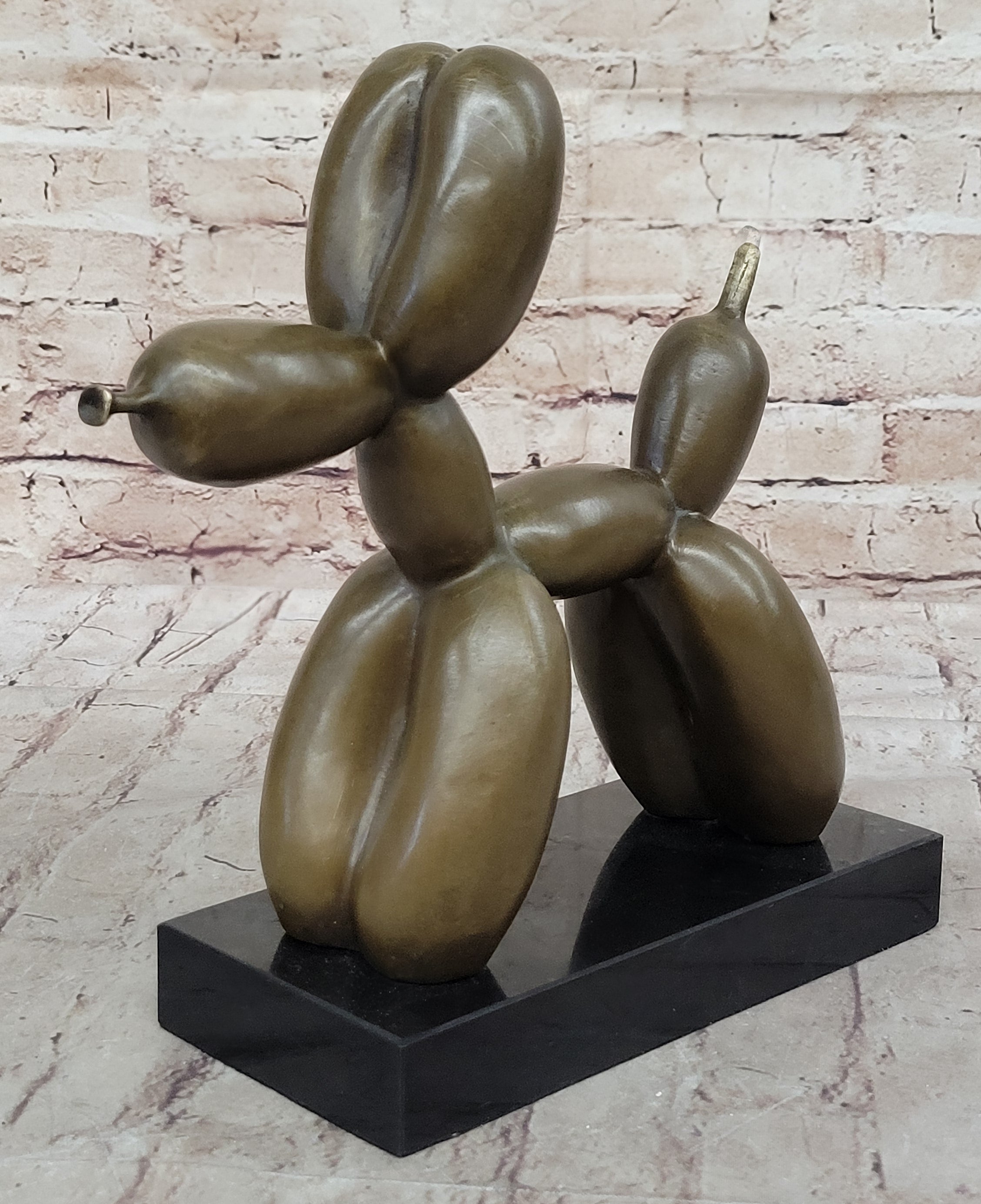 Balloon Dog Bronze Metal Sculpture Statue Decor Abstract Art on Marble Base