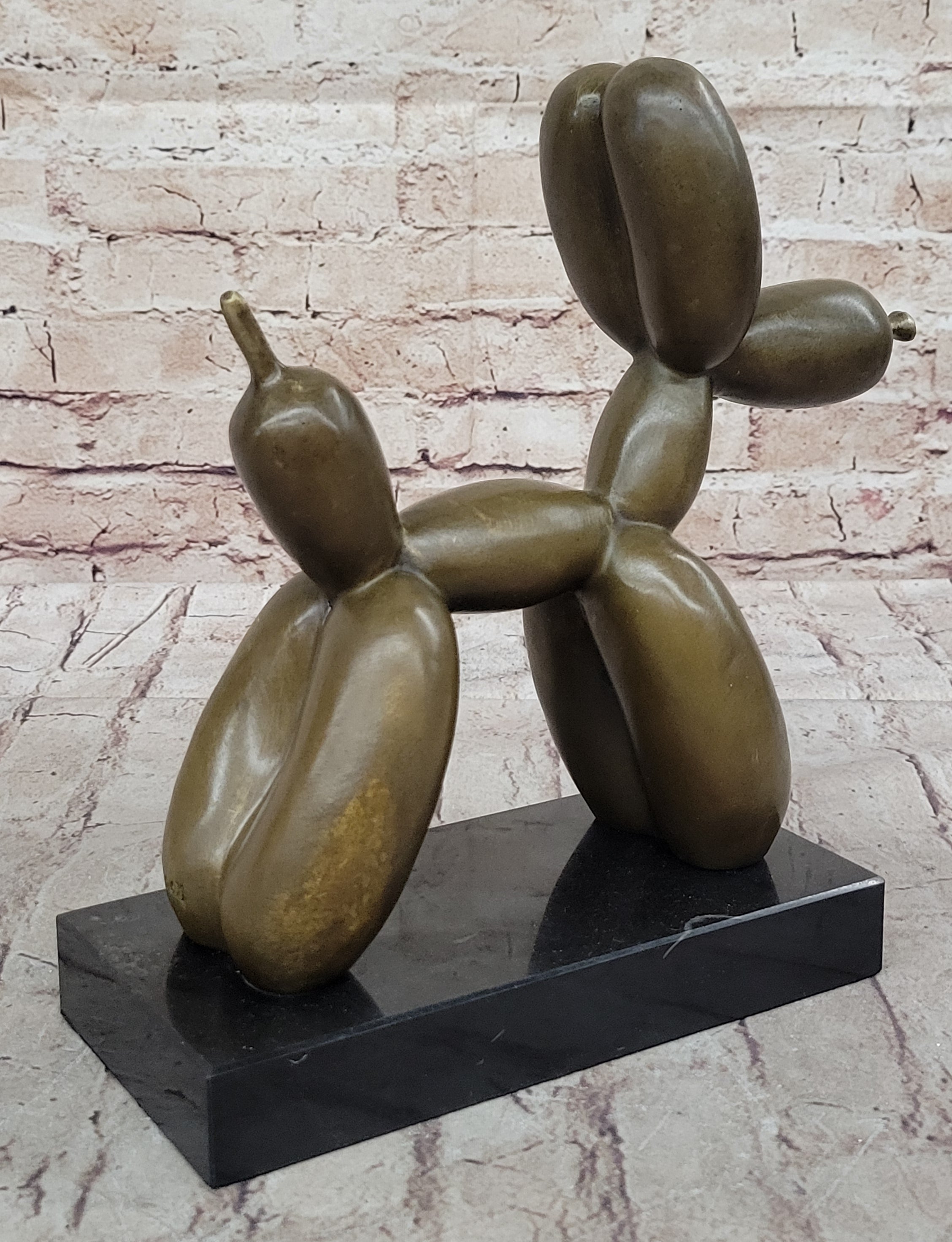 Balloon Dog Bronze Metal Sculpture Statue Decor Abstract Art on Marble Base