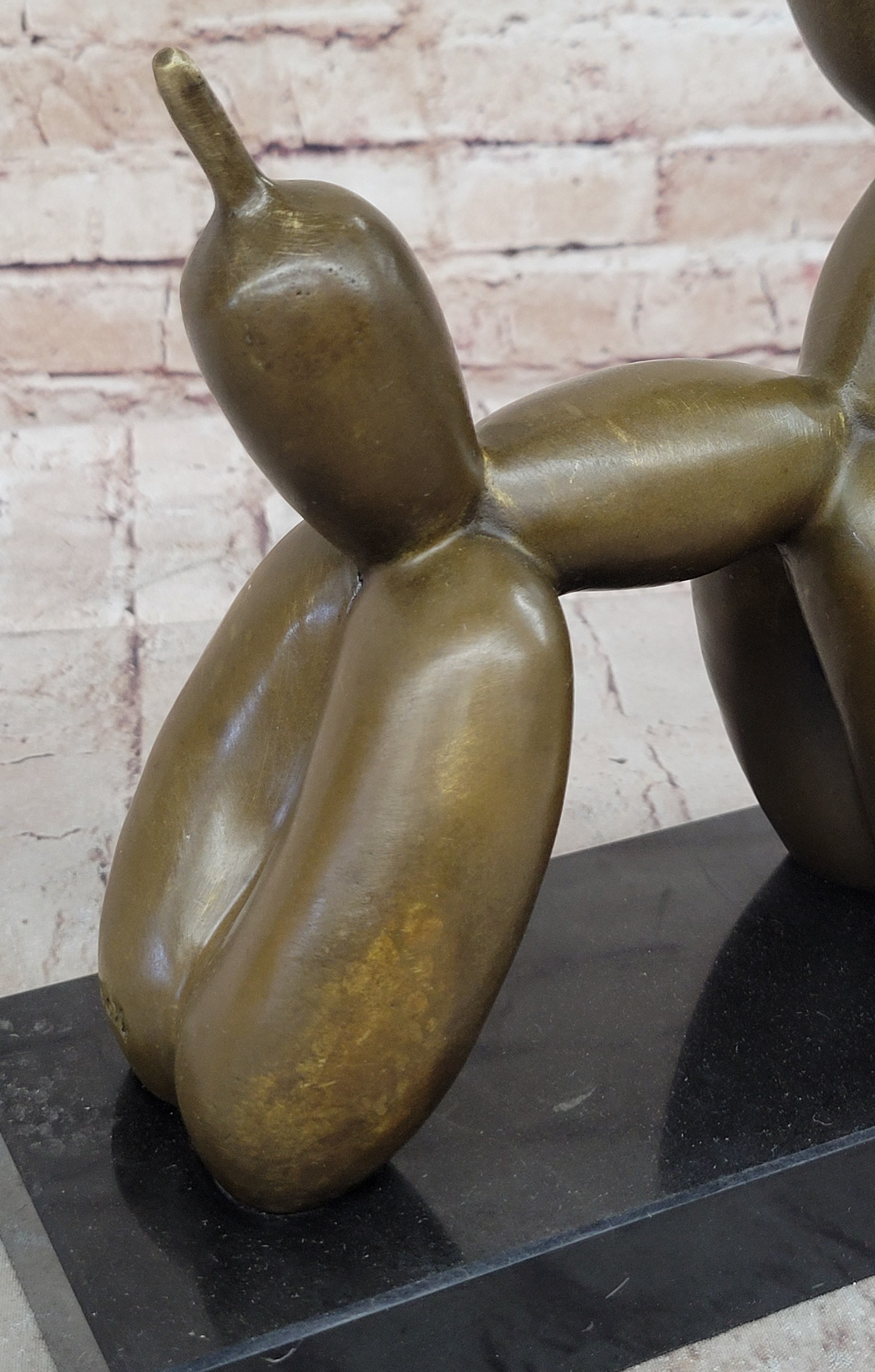 Balloon Dog Bronze Metal Sculpture Statue Decor Abstract Art on Marble Base
