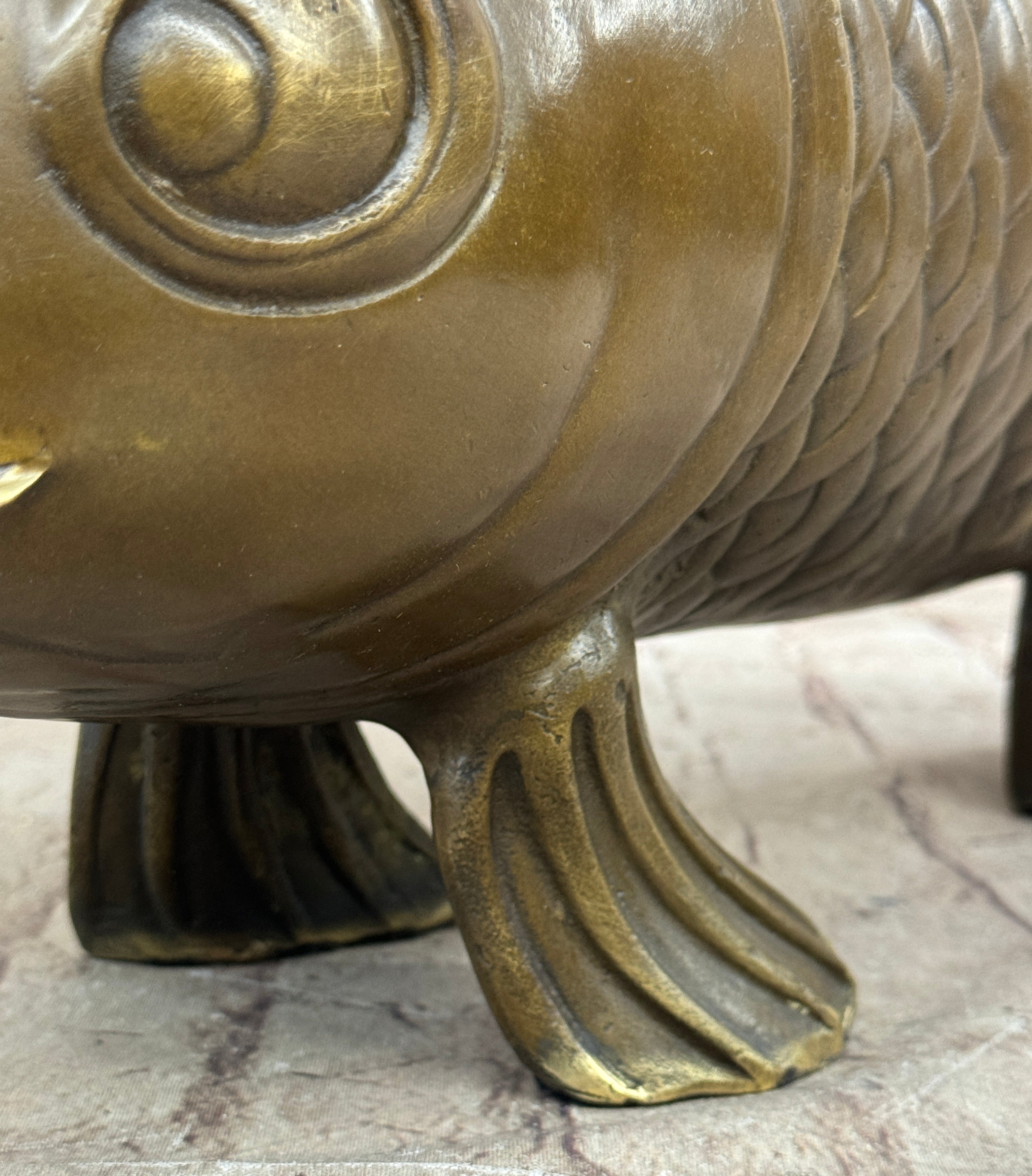 Hot Cast Bronze Metal Koi Carp Chinese Fish Sculpture Figure Signed Original Art