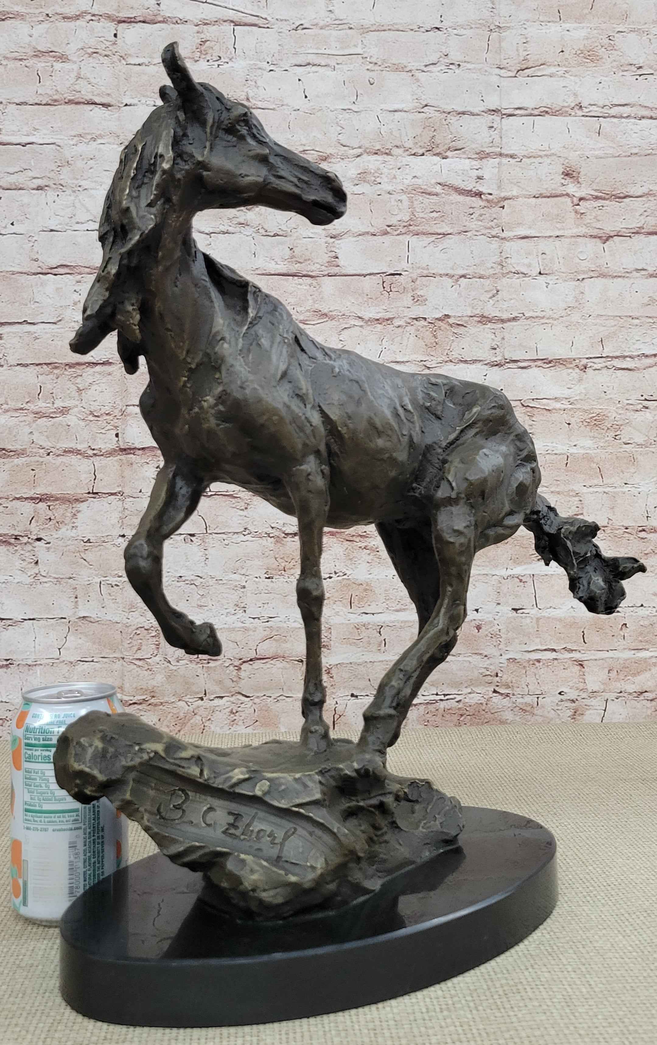 Wild Horse Bronze Statue Sculpture Figure Crude Style 17.5" x 16.5"
