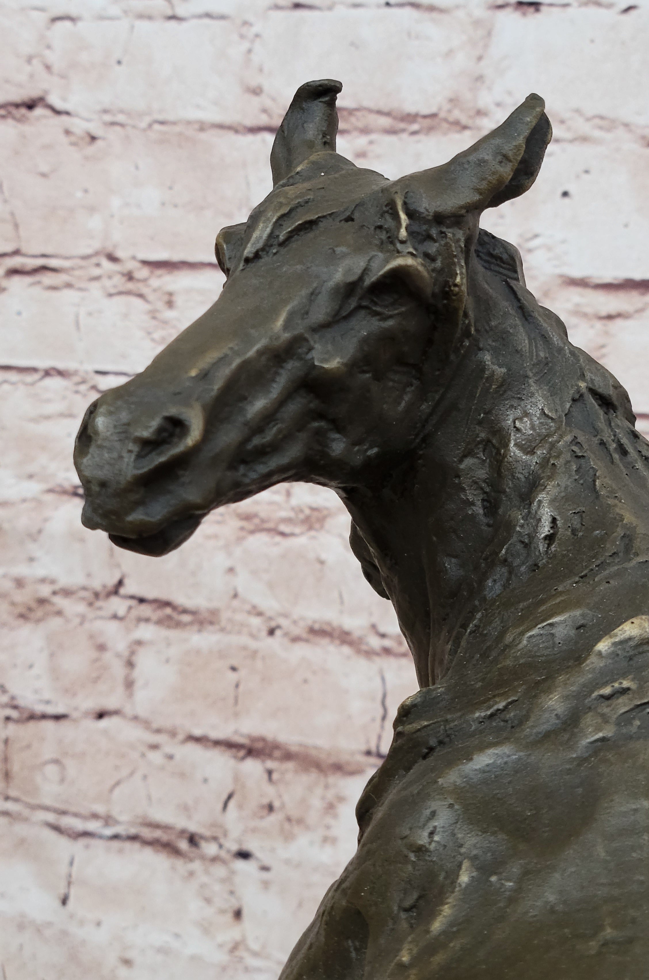 Wild Horse Bronze Statue Sculpture Figure Crude Style 17.5" x 16.5"