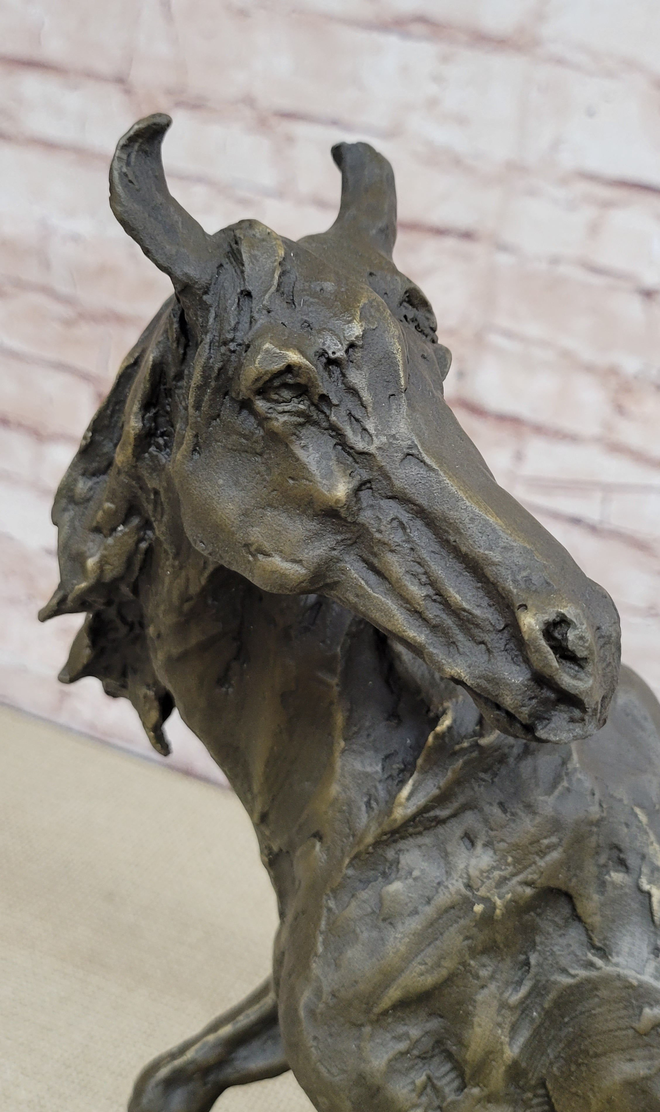 Wild Horse Bronze Statue Sculpture Figure Crude Style 17.5" x 16.5"