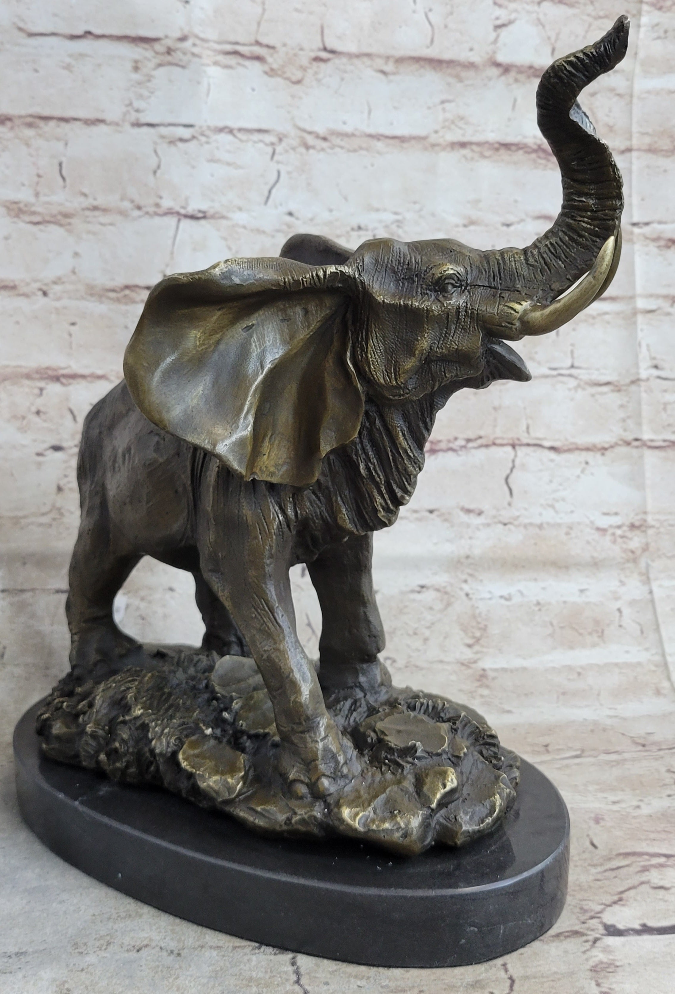 Bronze Metal Elephant Statue Sculpture Figure Figurine 12" x 14"