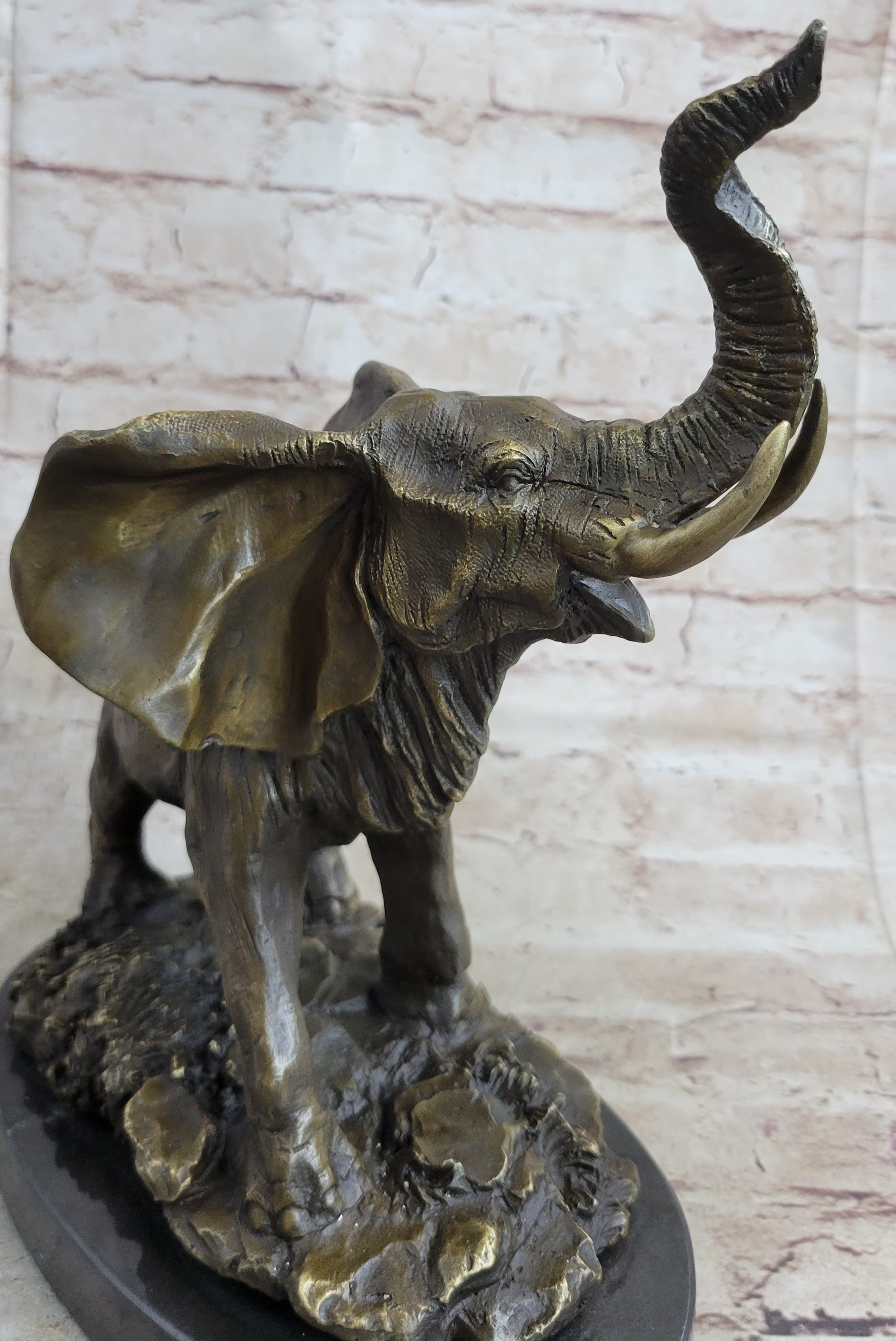 Bronze Metal Elephant Statue Sculpture Figure Figurine 12" x 14"