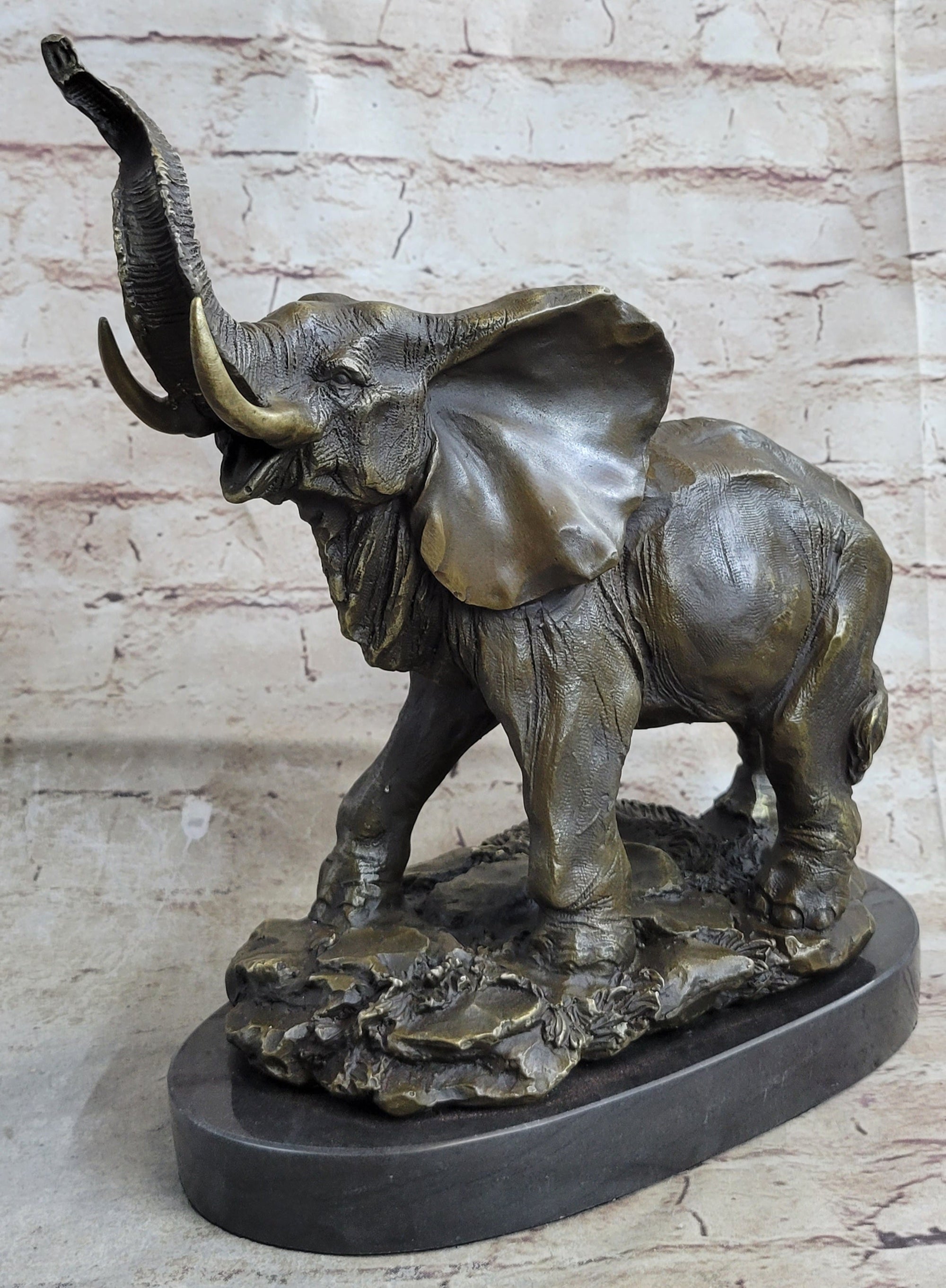 Bronze Metal Elephant Statue Sculpture Figure Figurine 12" x 14"