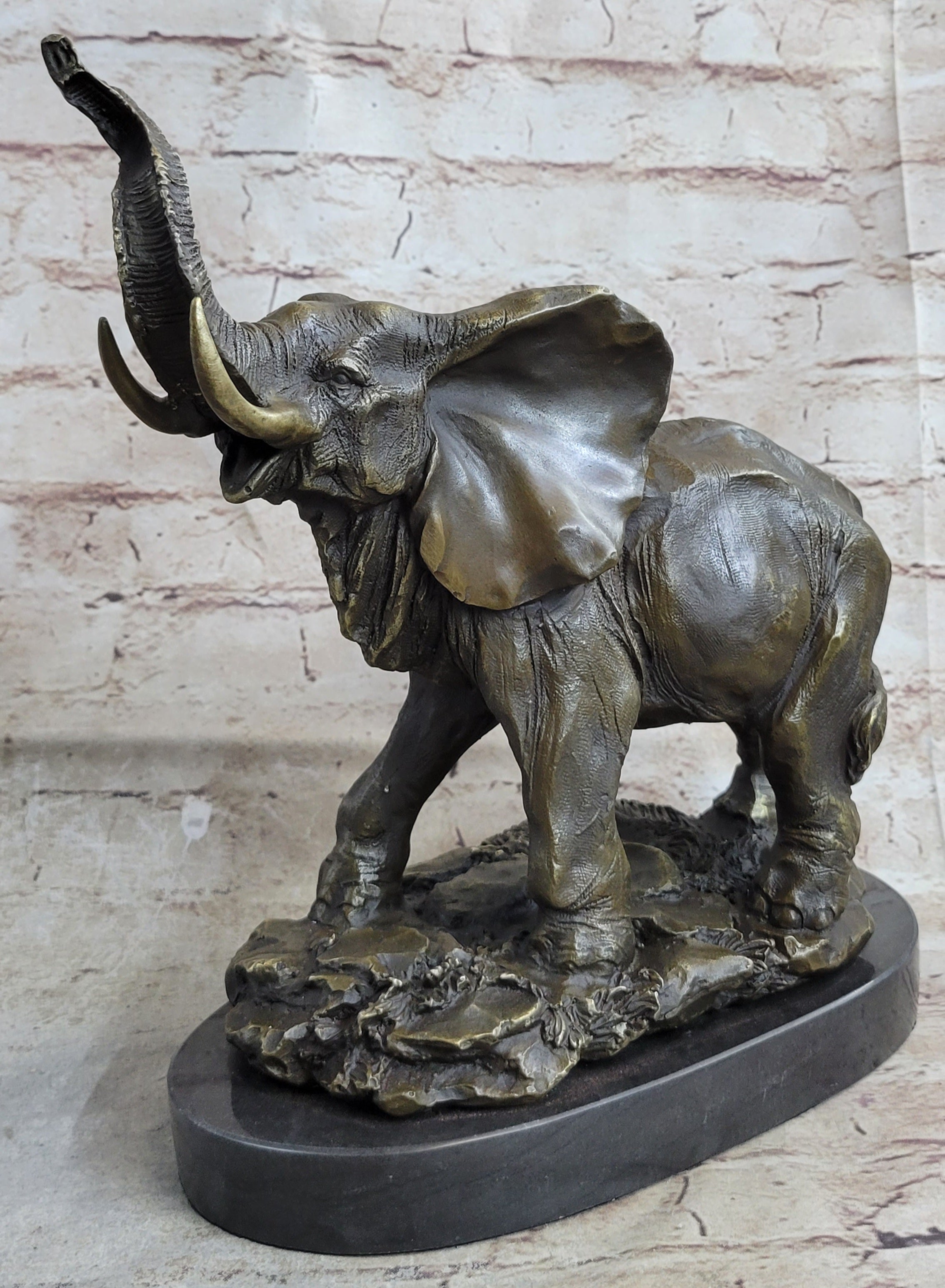 Bronze Metal Elephant Statue Sculpture Figure Figurine 12" x 14"