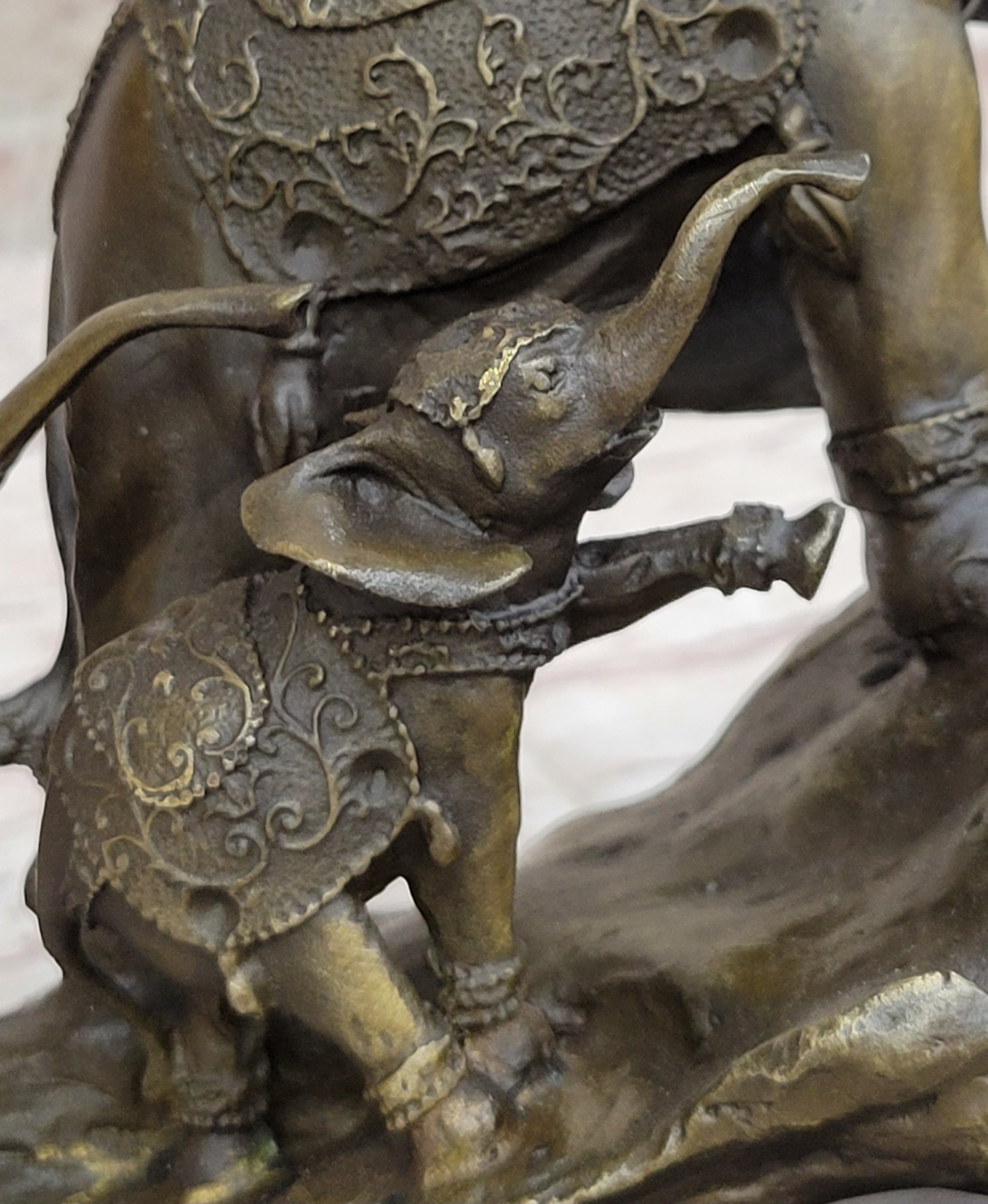 Hand Made Elephant Family Walking up The Hill Bronze Sculpture by Barye Figure