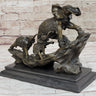 Hand Made Elephant Family Walking up The Hill Bronze Sculpture by Barye Figure