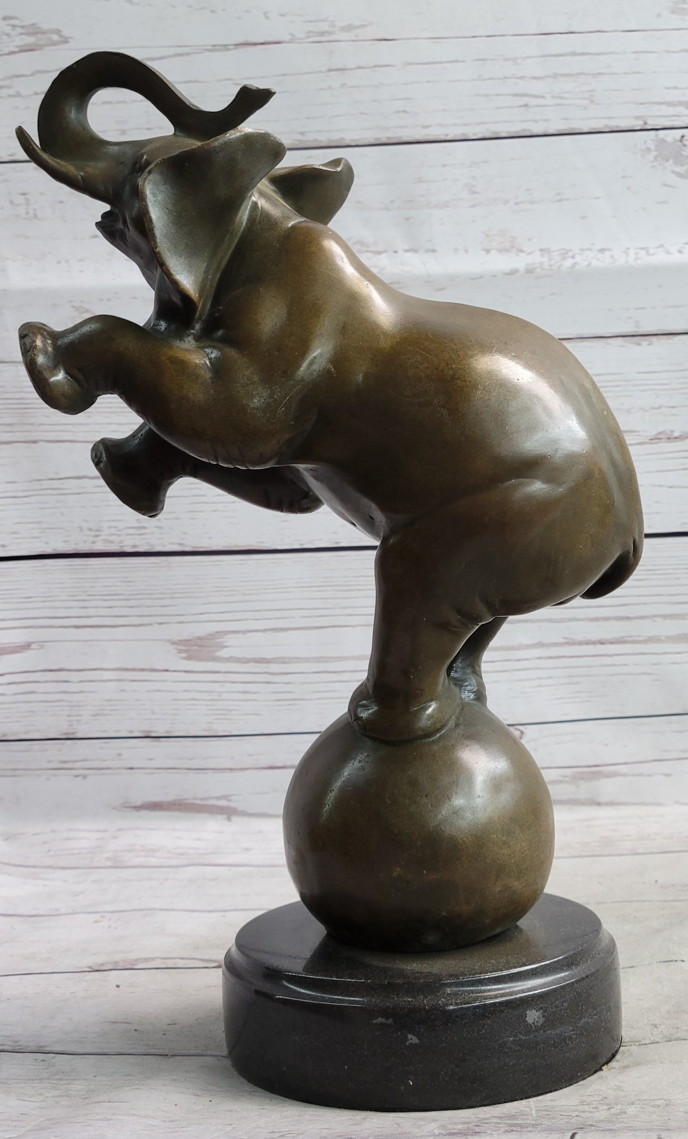 Bronze Sculpture Statue Figure Circus Elephant Balancing on Ball