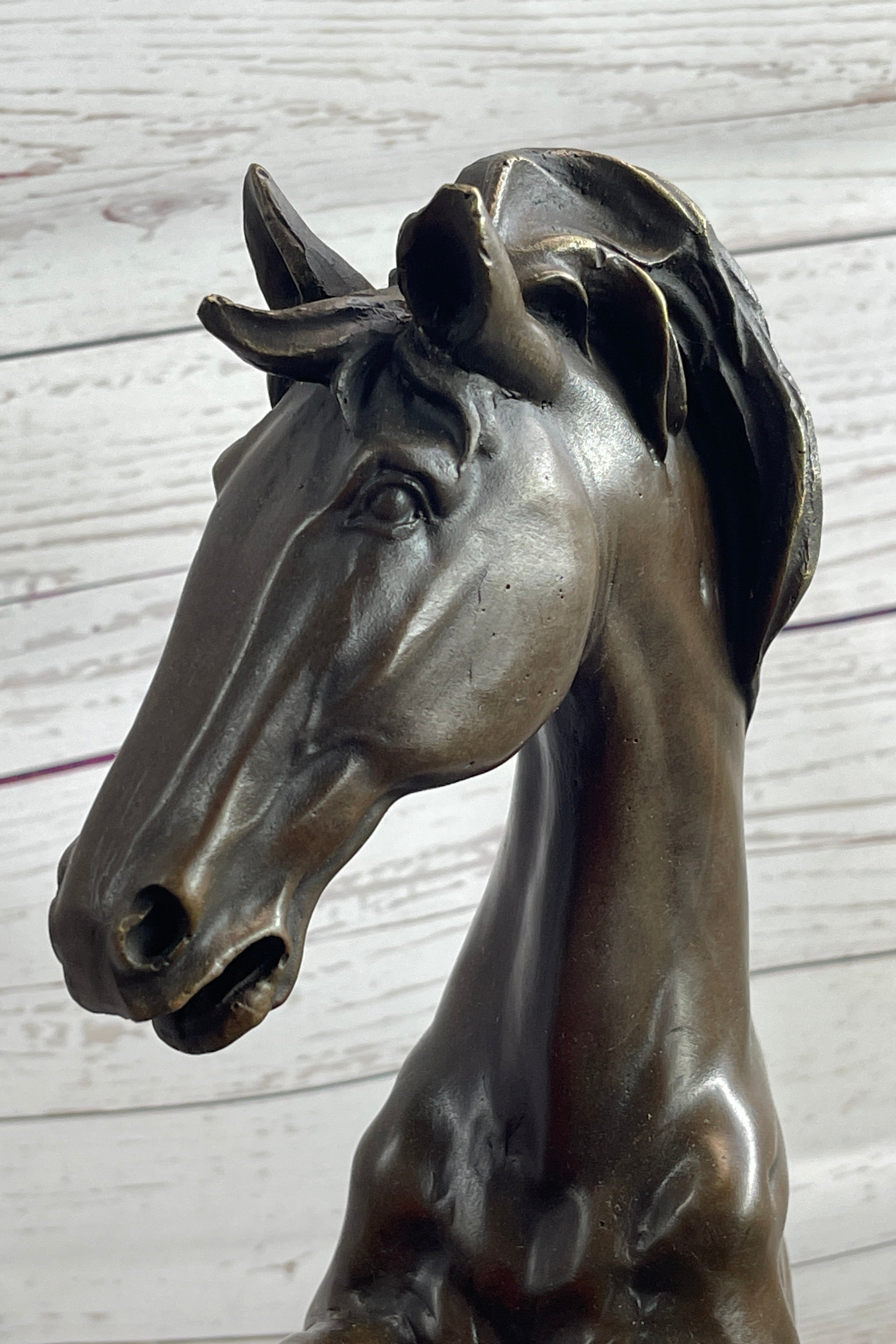 Rearing Wild Stallion Horse Bronze Statue Sculpture Figure Equestrian Horses Decor Signed Art