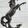 Rearing Wild Stallion Horse Bronze Statue Sculpture Figure Equestrian Horses Decor Signed Art