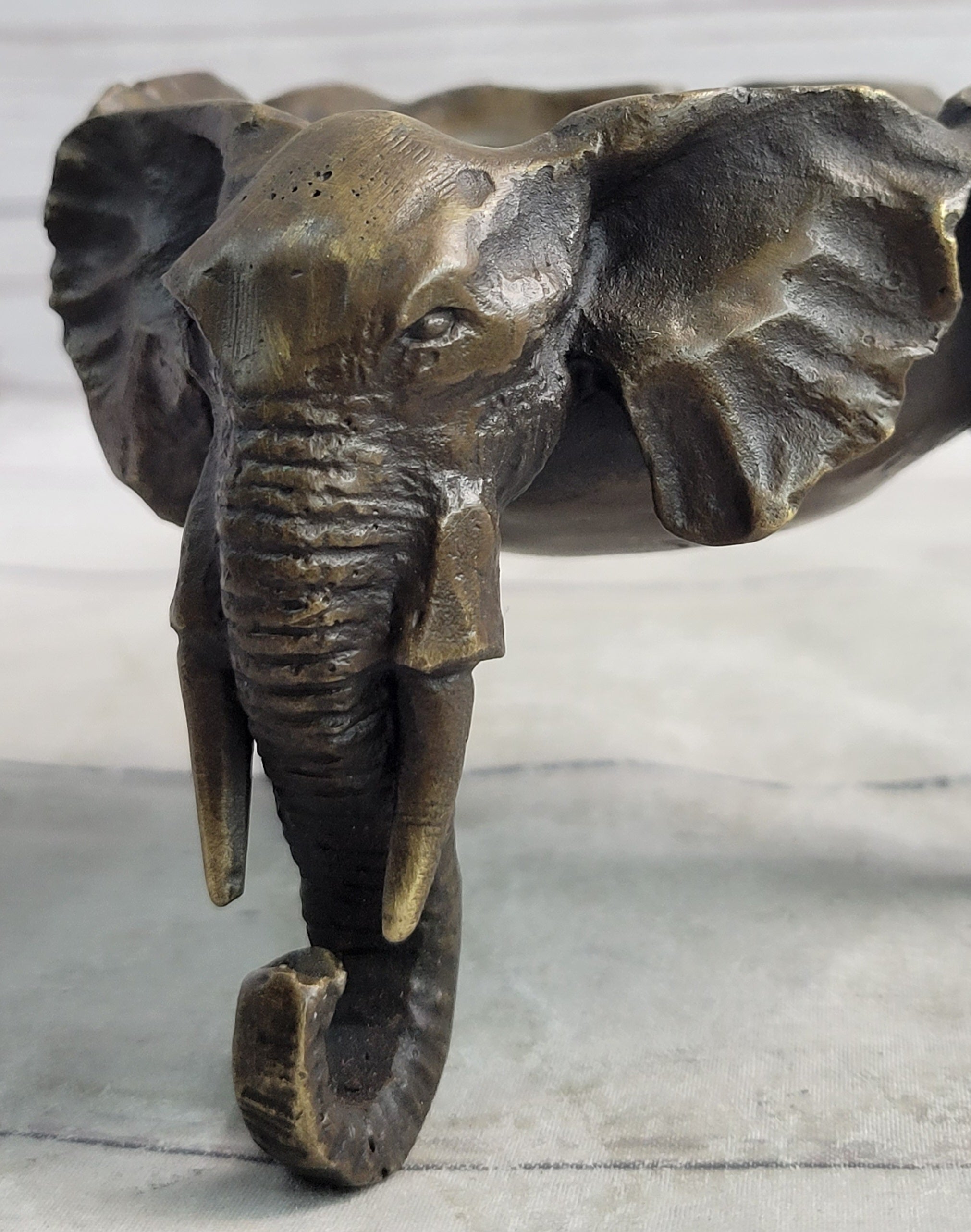 Bronze Metal Elephant Candy Dish Ashtray Original Art Sculpture Decor
