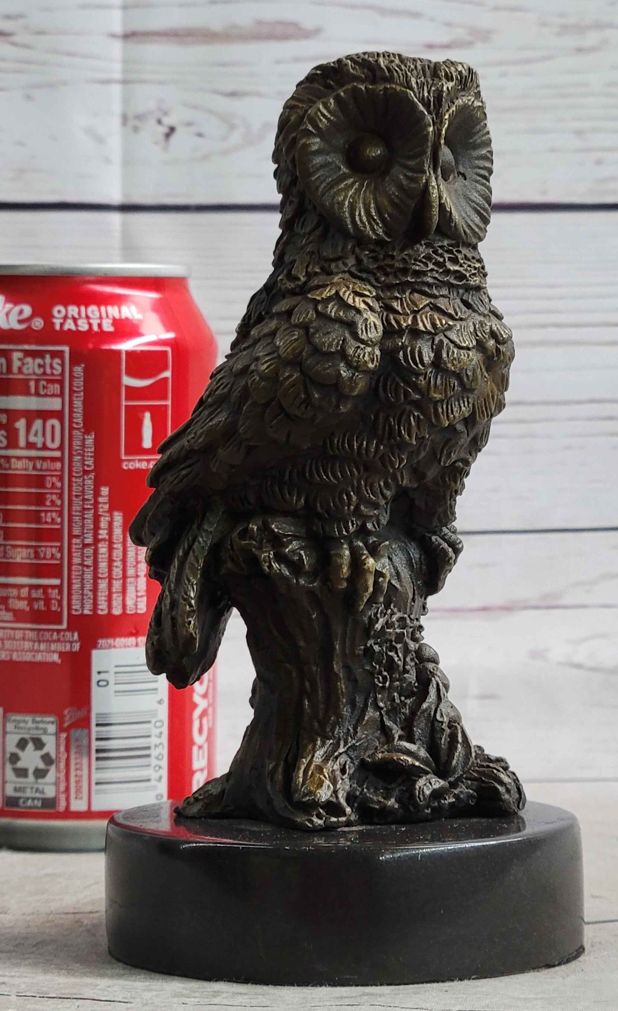 Miniature Bronze Owl Bird Statuette Sculpture Figure Bookend 6" x 3"