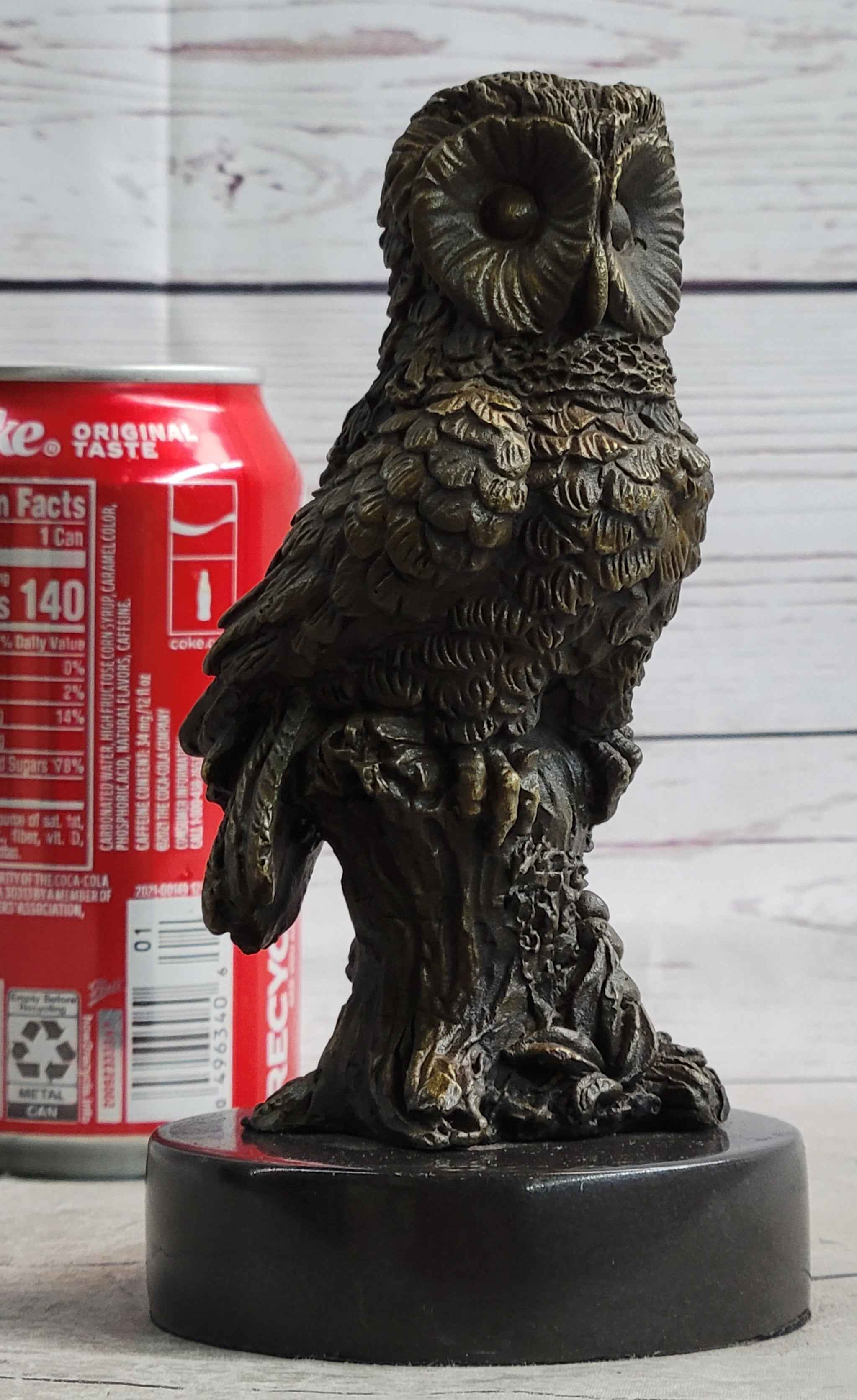 Miniature Bronze Owl Bird Statuette Sculpture Figure Bookend 6" x 3"