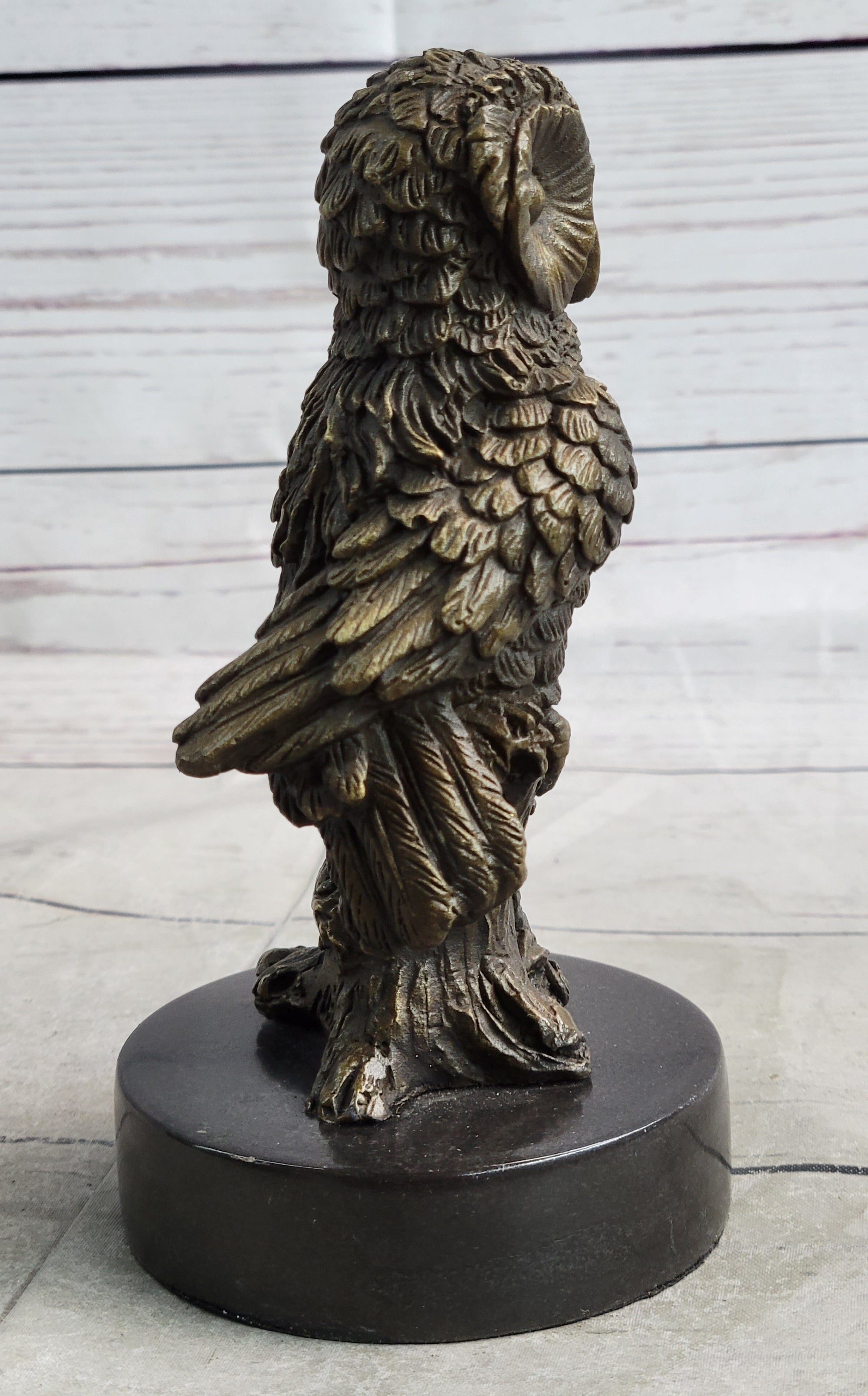 Miniature Bronze Owl Bird Statuette Sculpture Figure Bookend 6" x 3"