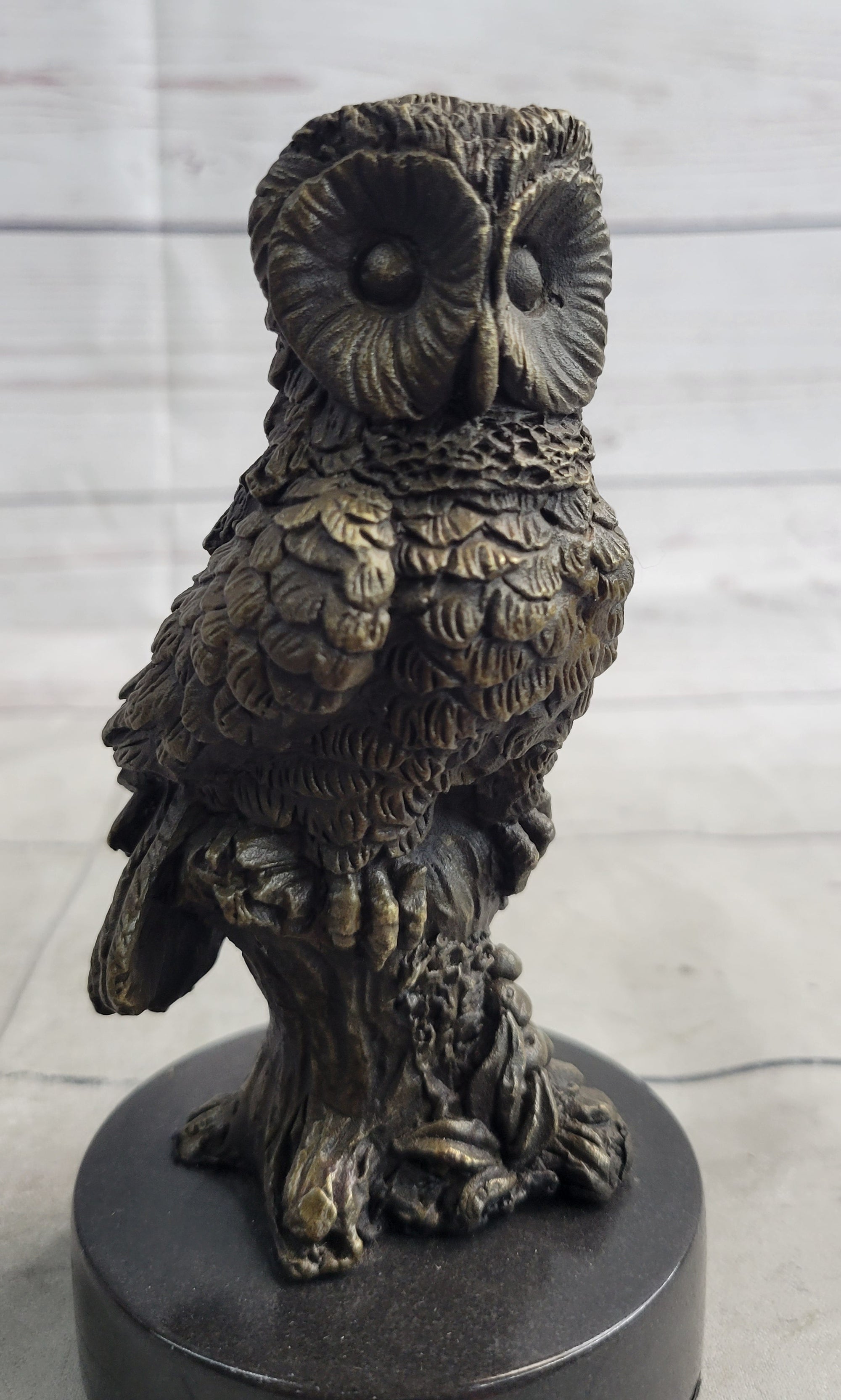 Miniature Bronze Owl Bird Statuette Sculpture Figure Bookend 6" x 3"